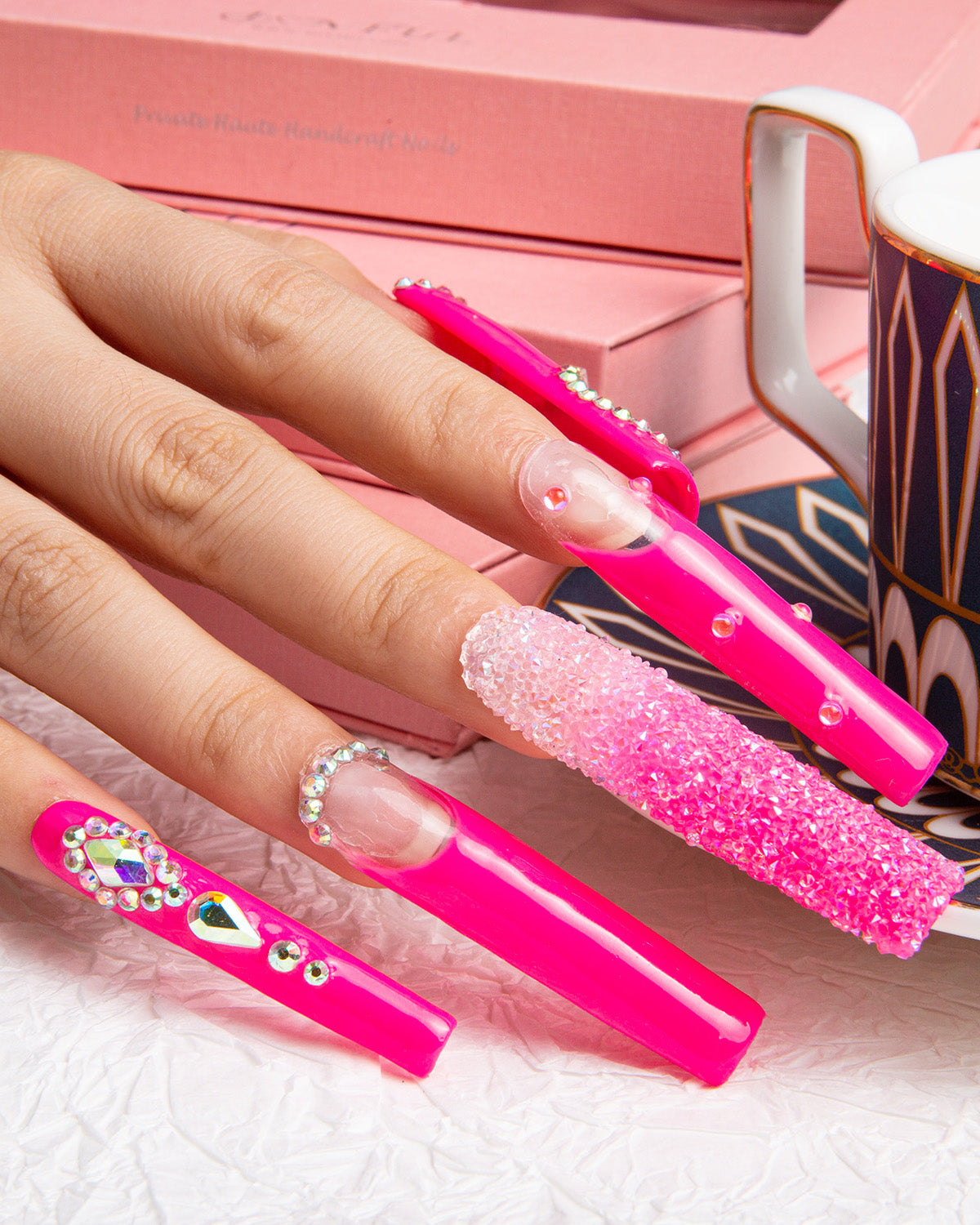 pink typhoon press on nails