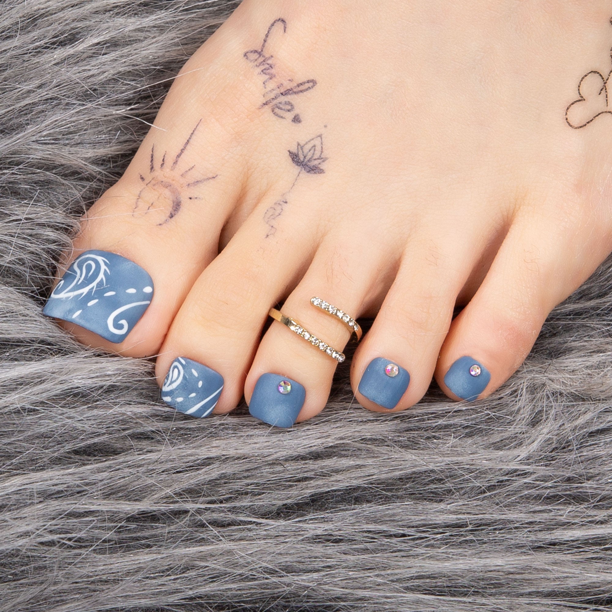 Denim Seraph Blue T194 Toe Nails- 20Pcs Free Size