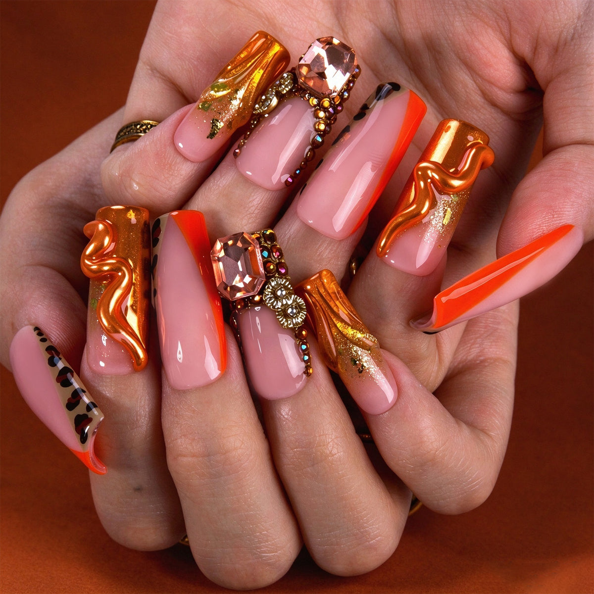 Sunset Jewel Handmade Nails H979