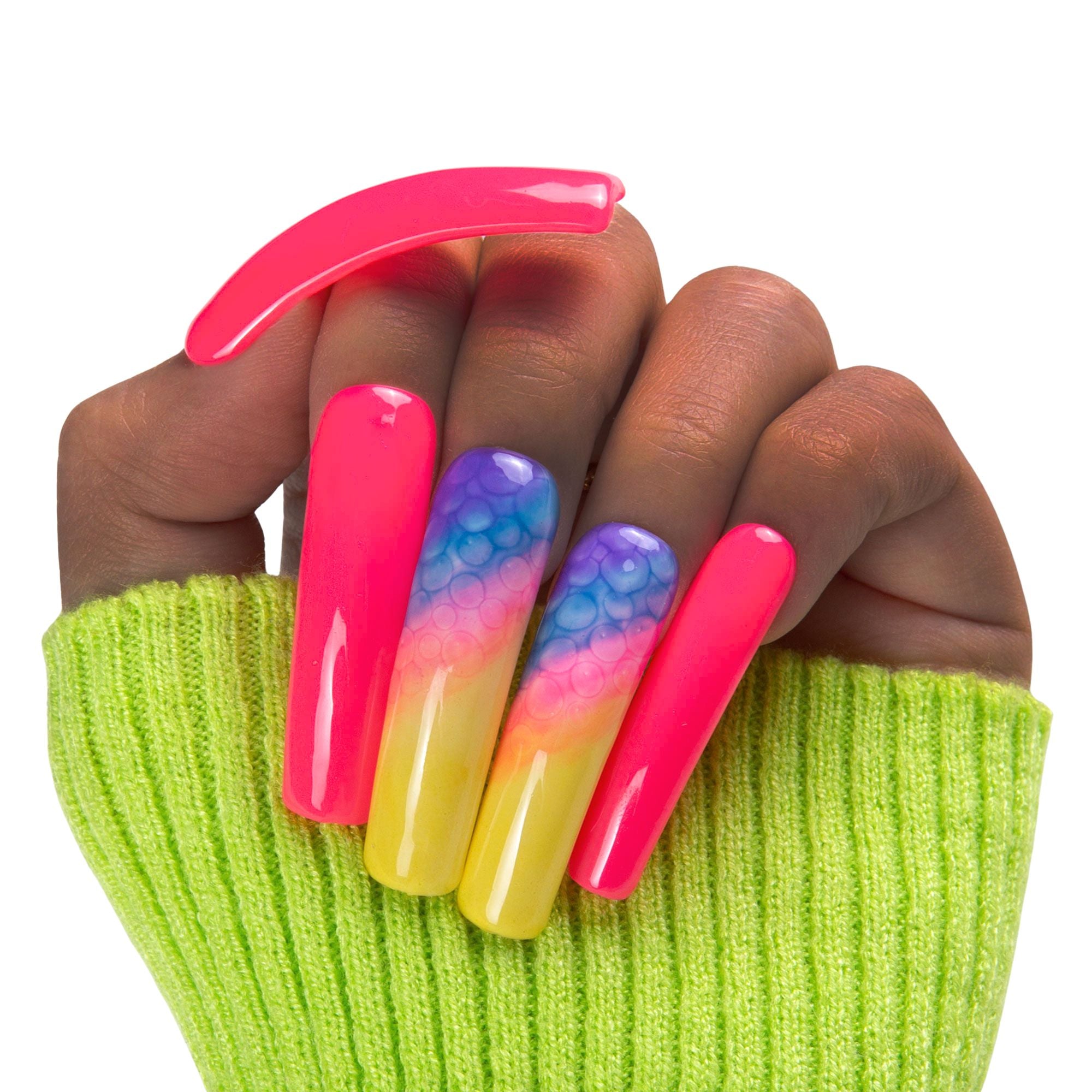 Tie-dye Neon Handmade Nails H441