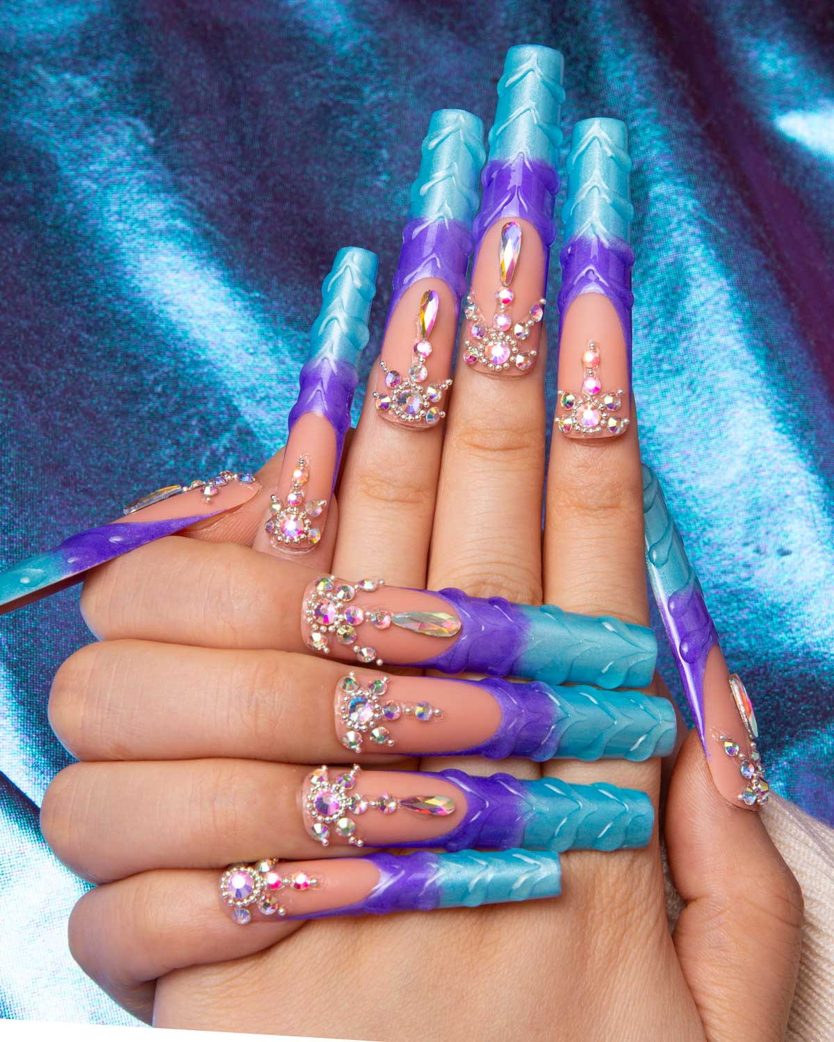 Mermaid Tail Handmade nails  24pcs H44