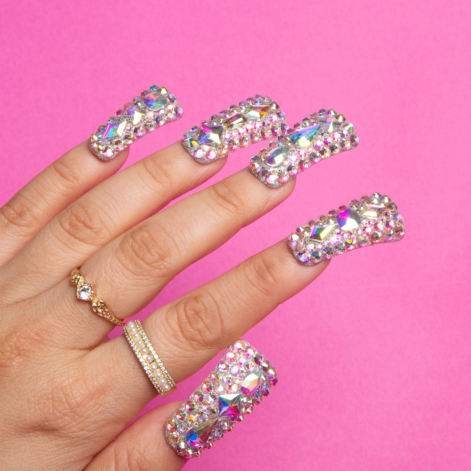 Eternal Stunning Rhinestone Handmade Duck Nails H46