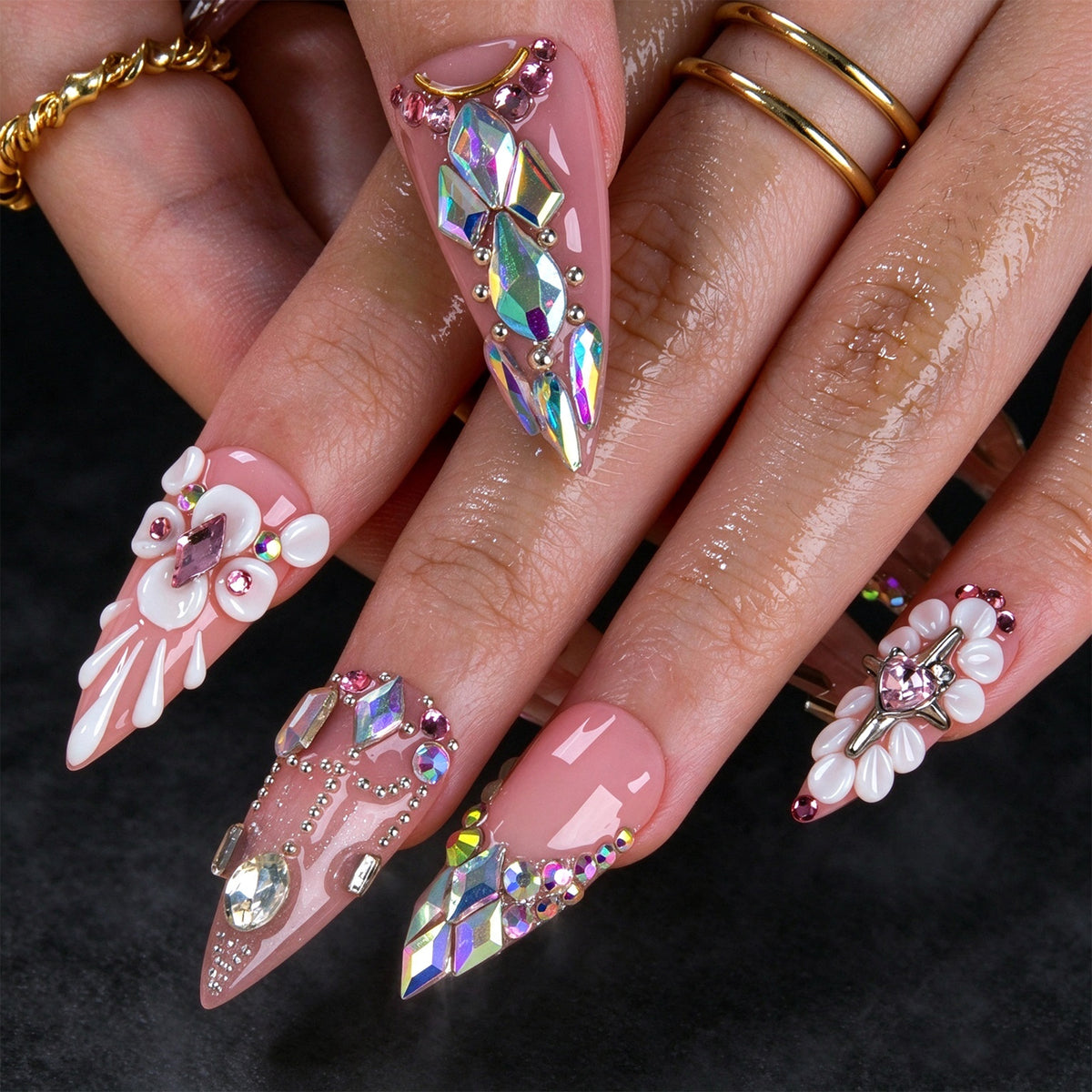 Celestial Crystal Handmade Nails H969