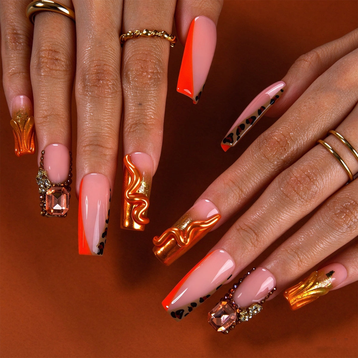 Sunset Jewel Handmade Nails H979