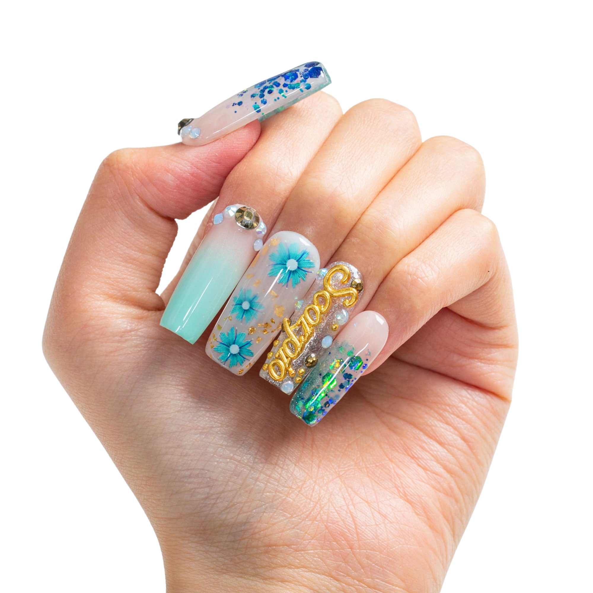 Ocean Scorpio Handmade Nails H511