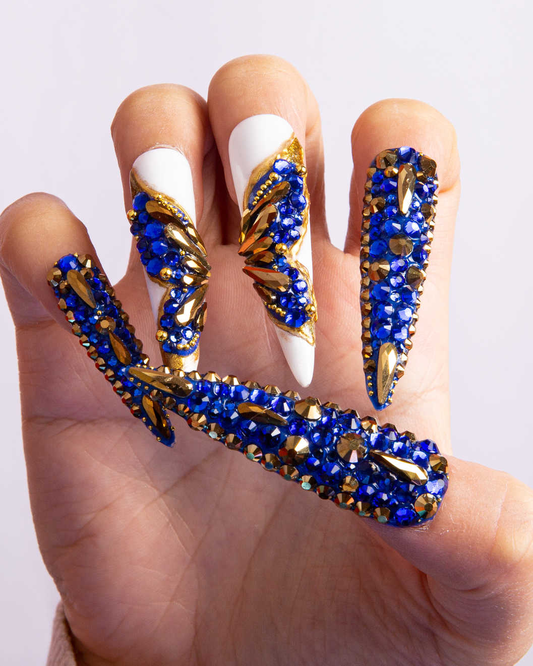 blue butterfly press on nails