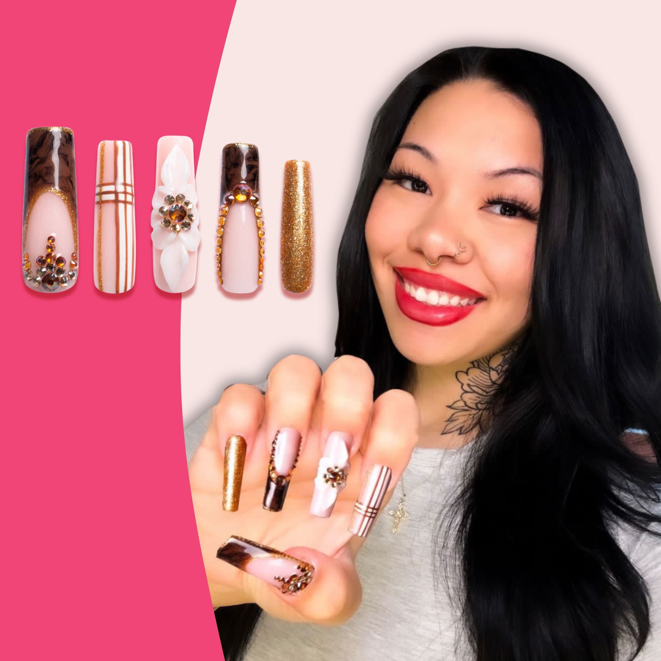 @Thatasiangirl2000 (Mulan) x Lovful Creator Collab Luxurious Autumn Harvest Nails H344