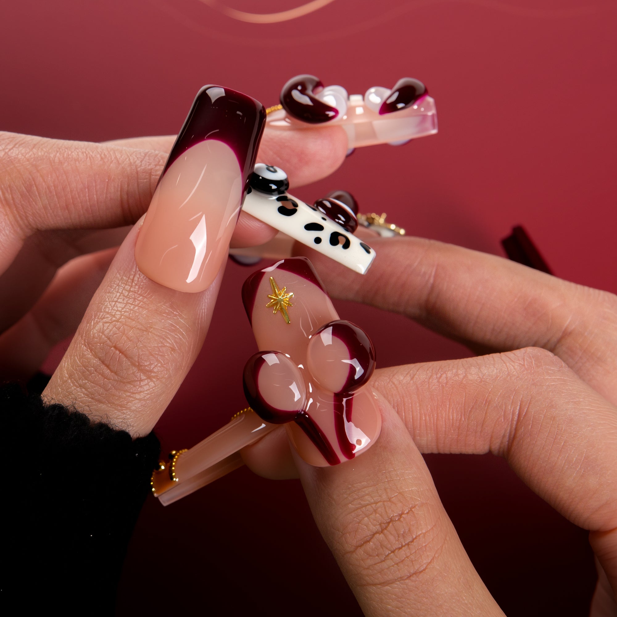 Crimson Temptation Handmade Nails H766