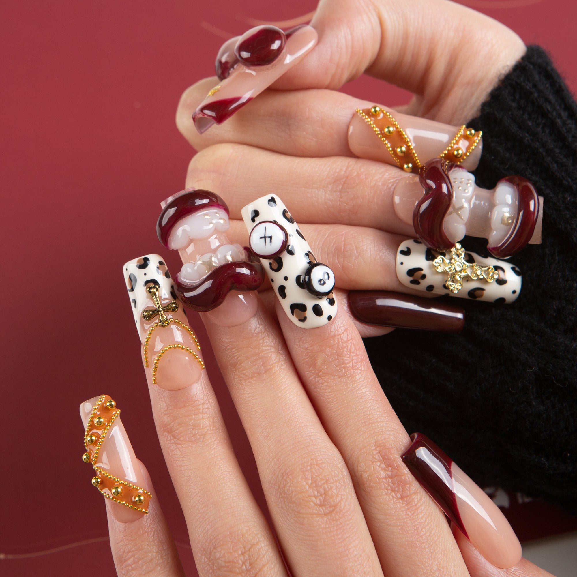 Crimson Temptation Handmade Nails H766