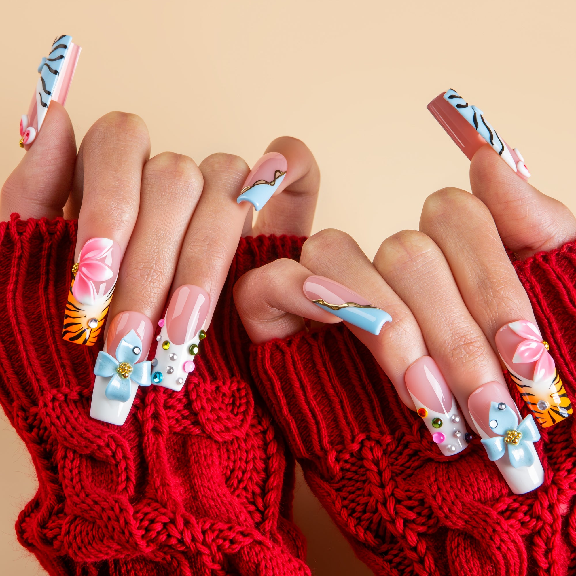 Pastel Garden Handmade Nails H768