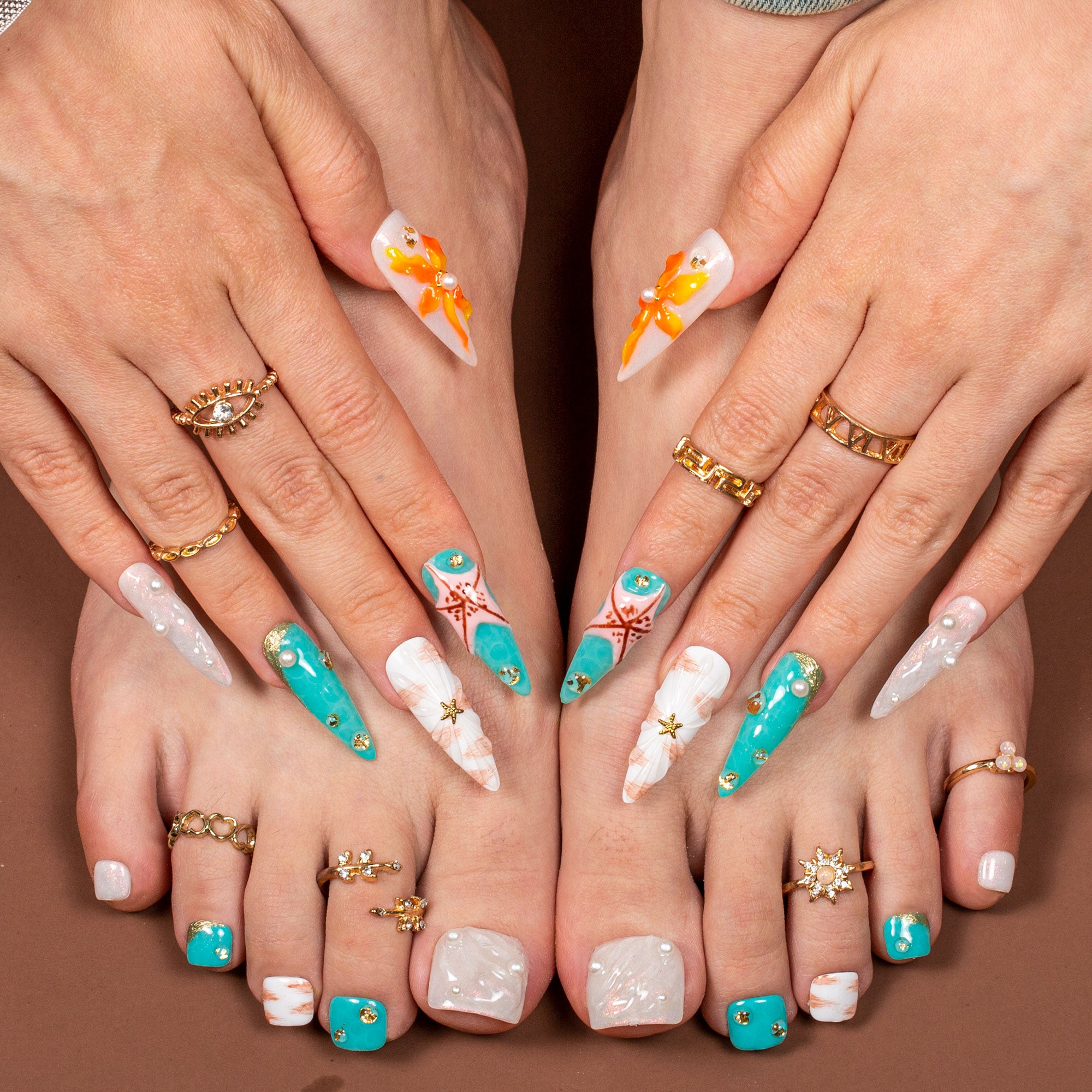 Starfish Dreams Combo Set Handmade Nails H495+T495