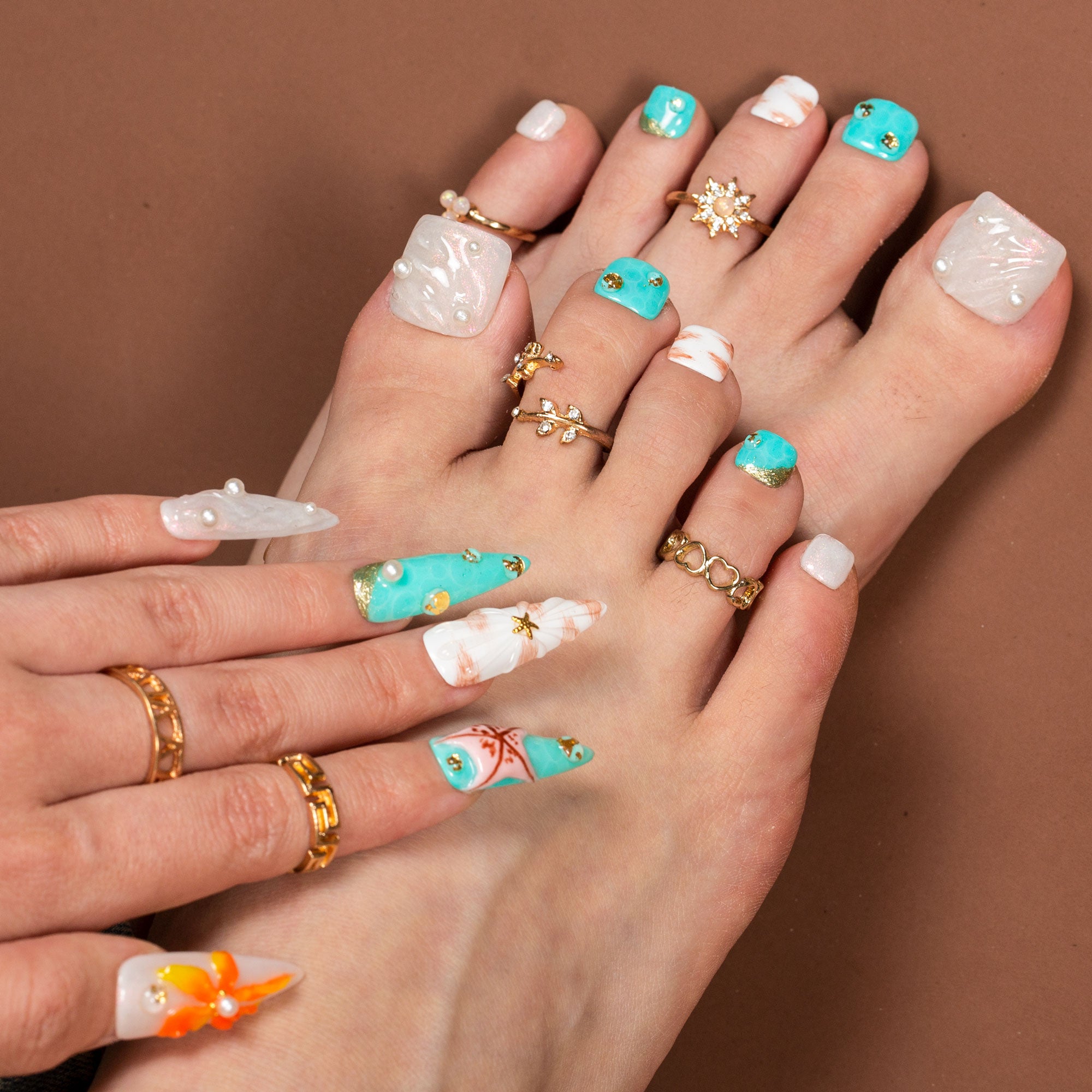 Starfish Dreams Combo Set Handmade Nails H495+T495