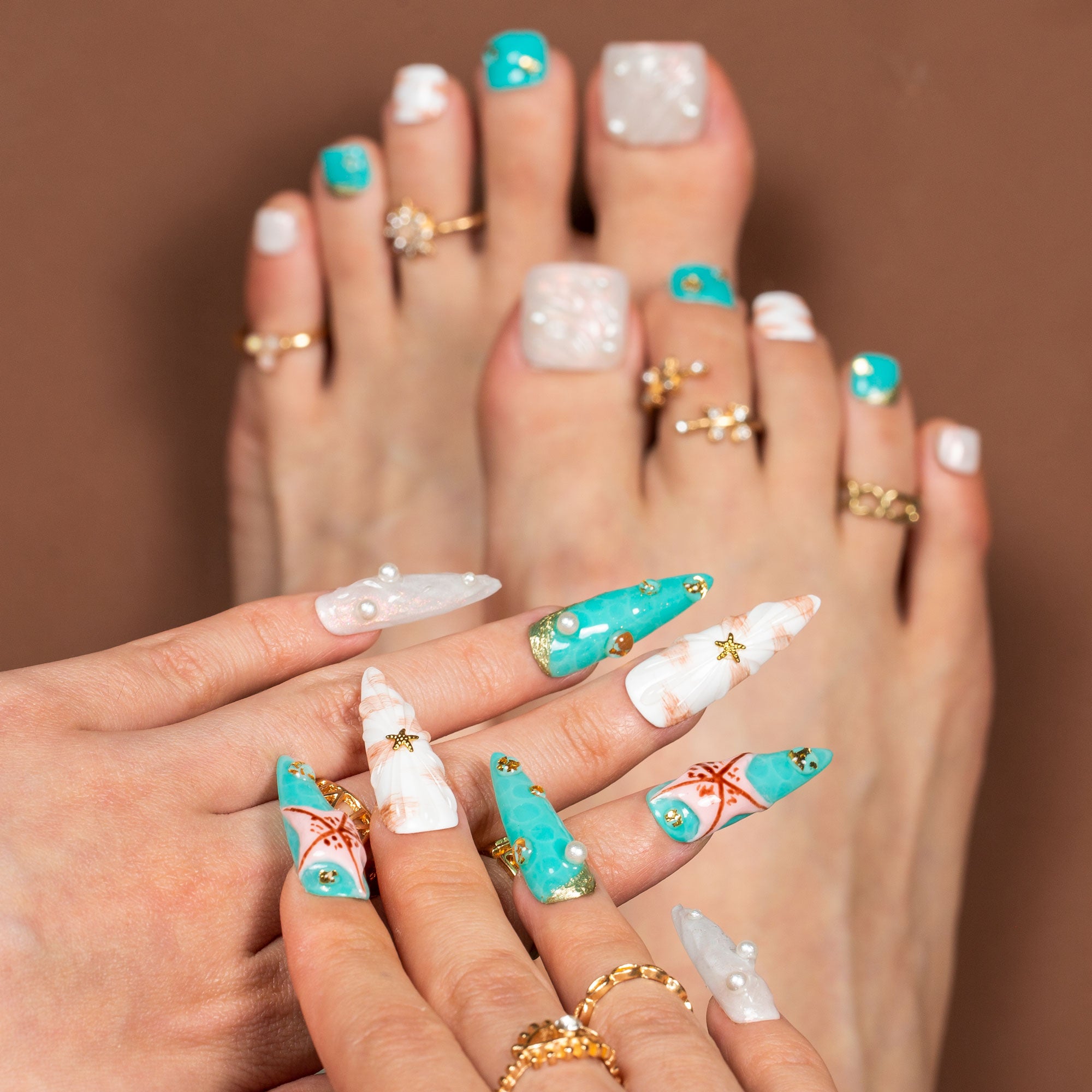Starfish Dreams Combo Set Handmade Nails H495+T495