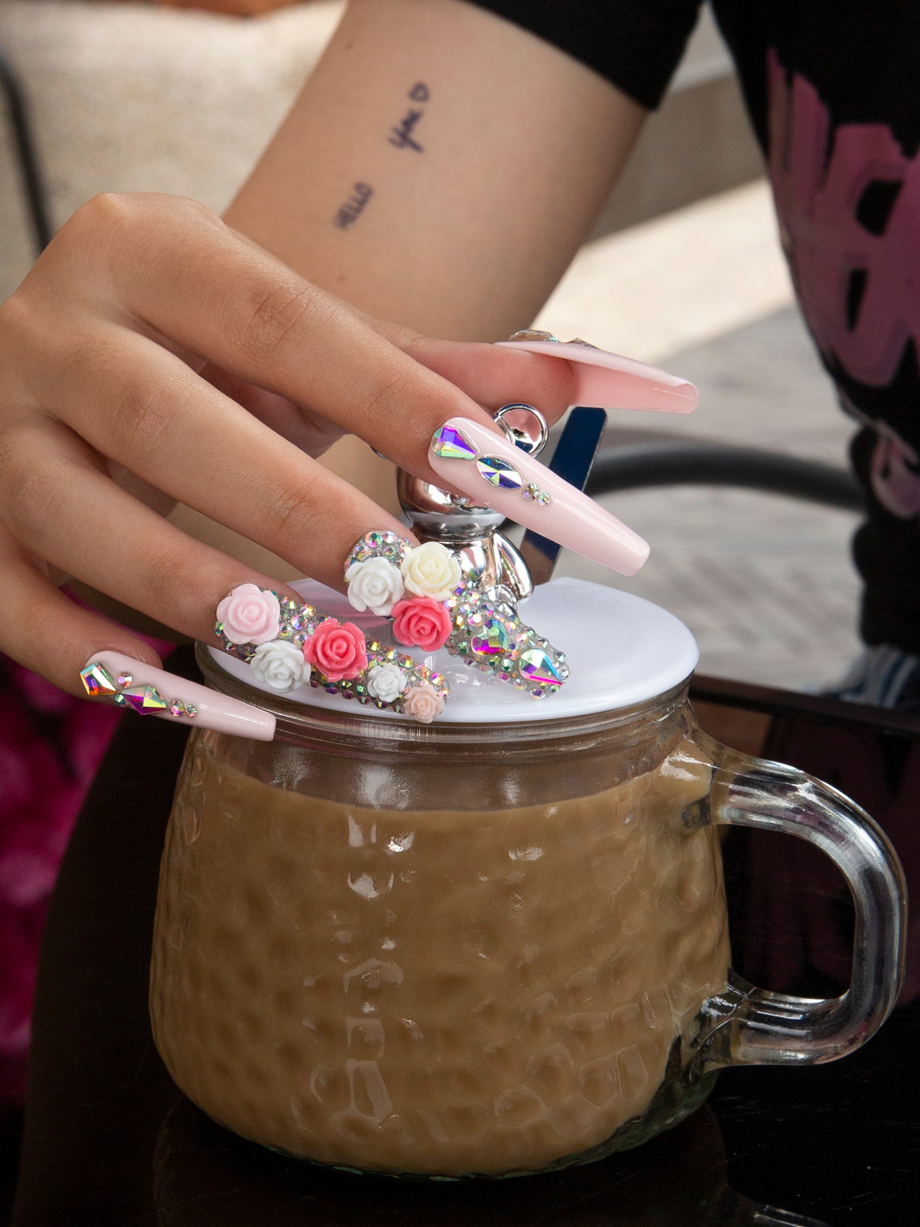 rose garden press on nails