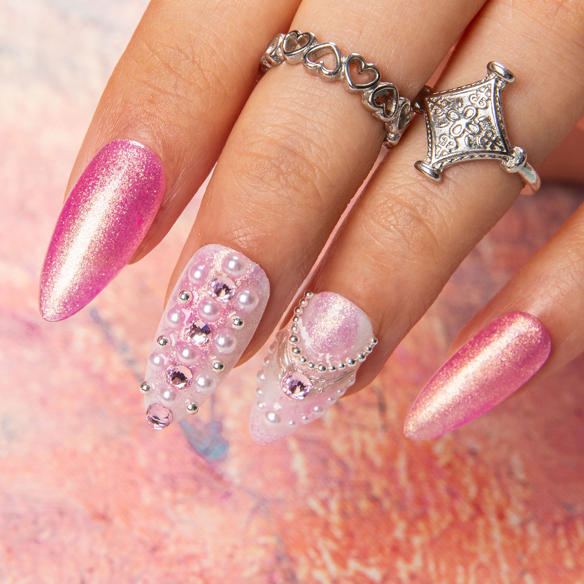 Glazed Rosé Handmade Nails P010