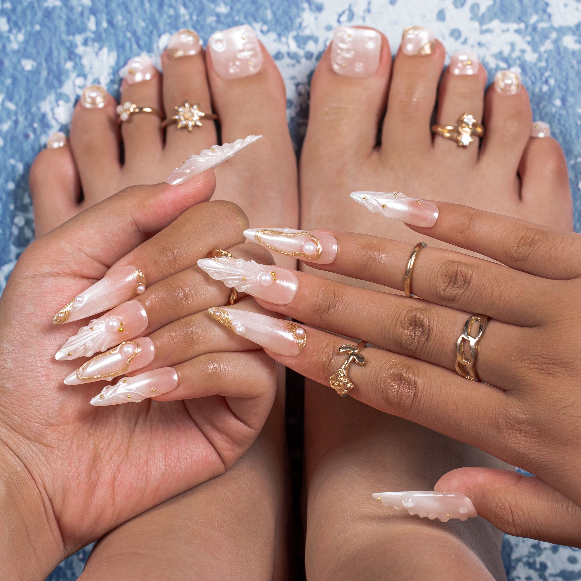 Pearl Tide Combo Set Handmade Nails H543+T543