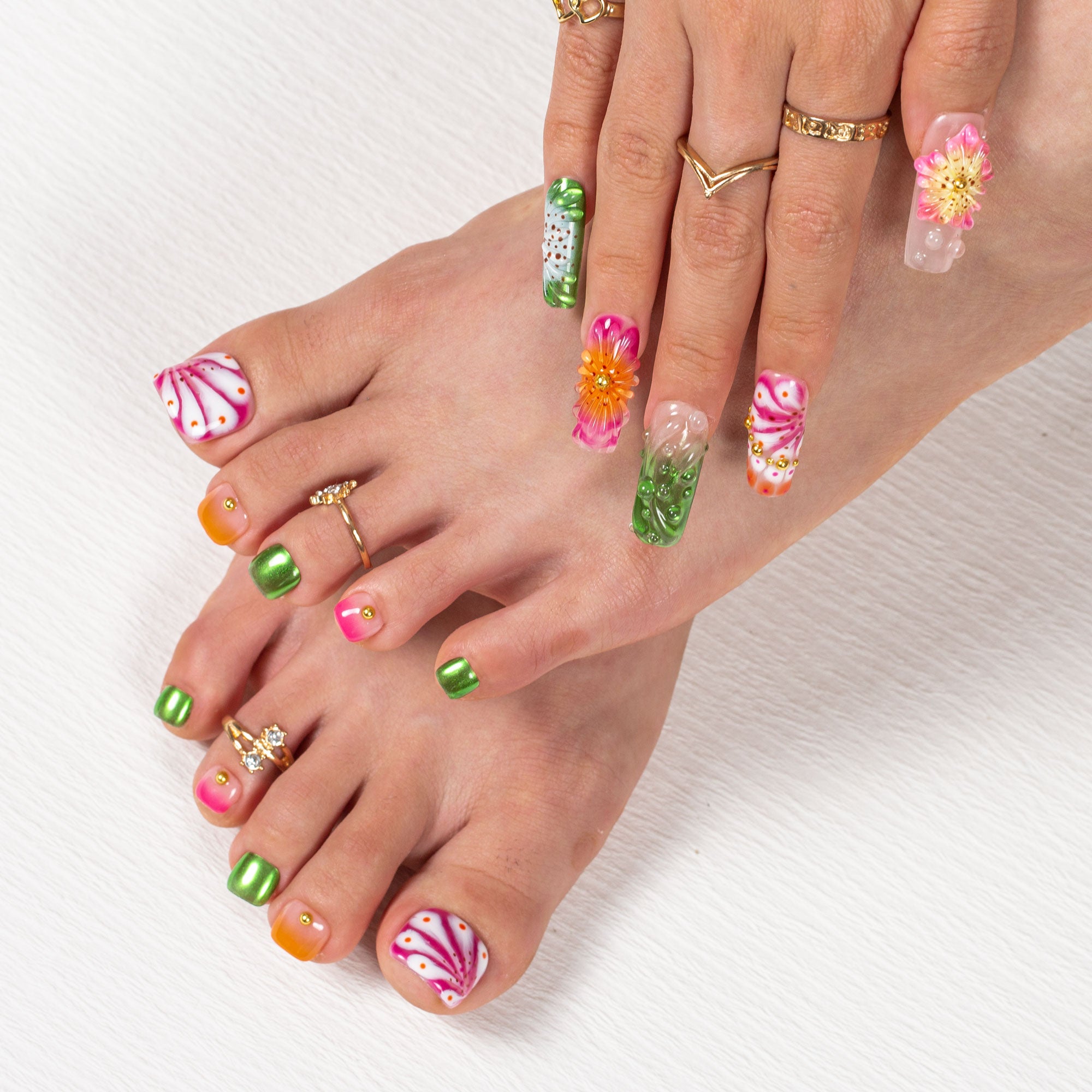 Sea Bloom Combo Set Handmade Nails H544+T544