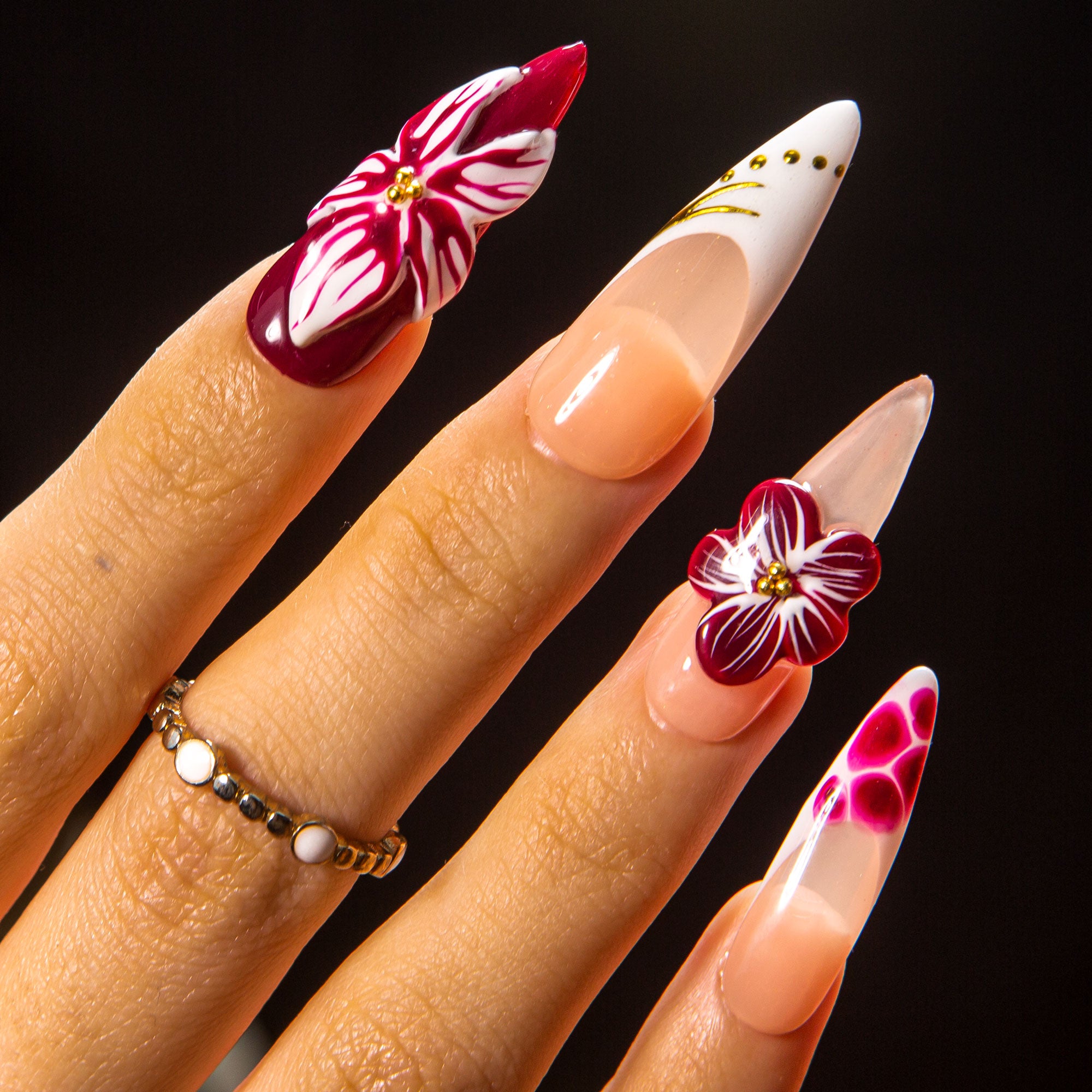 Obsidian Dahlia Handmade Nails H501