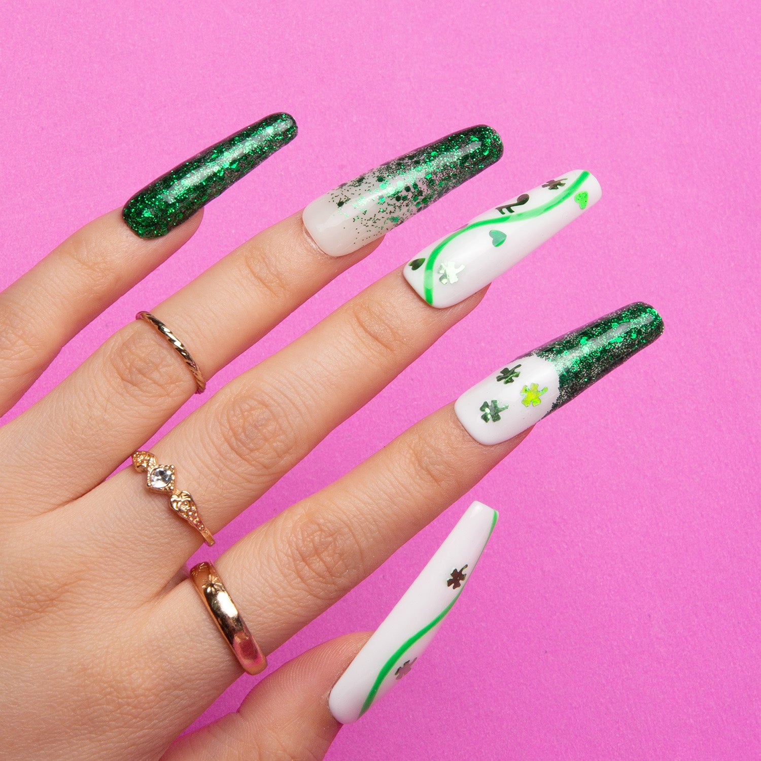 Saint Patrick's Day Handmade Coffin Nails H40