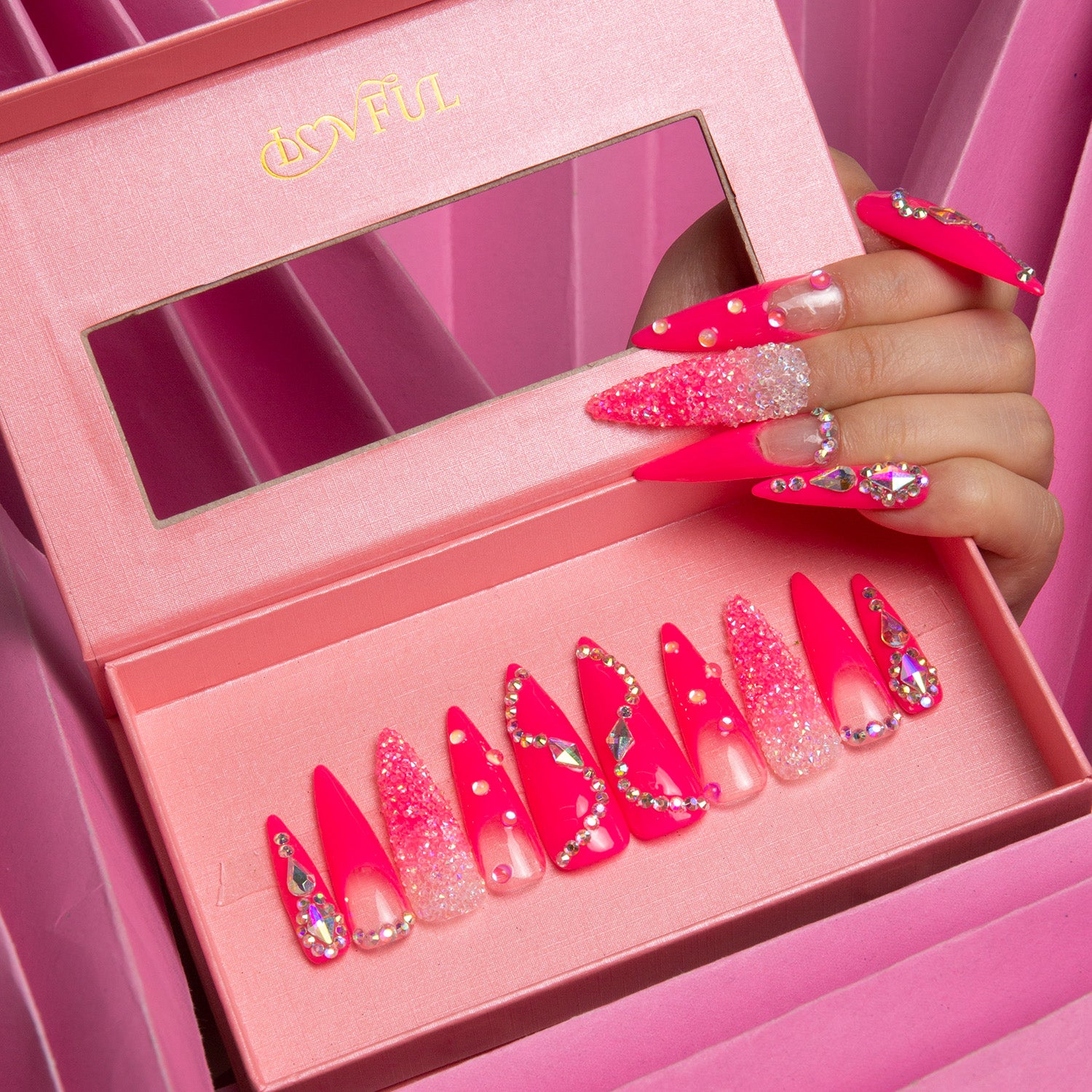Pink Typhoon Stiletto Nails H38