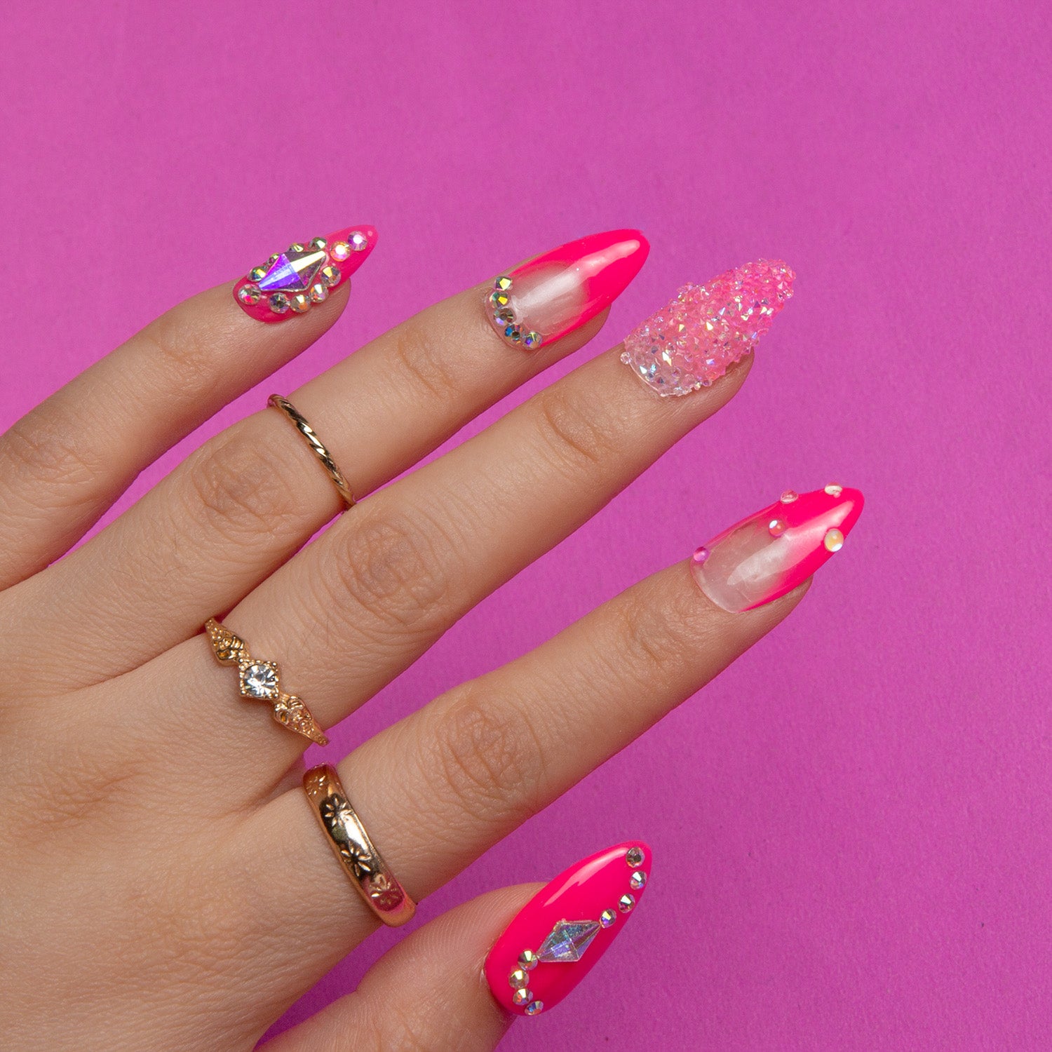 Pink Typhoon Handmade Almond Nails H38