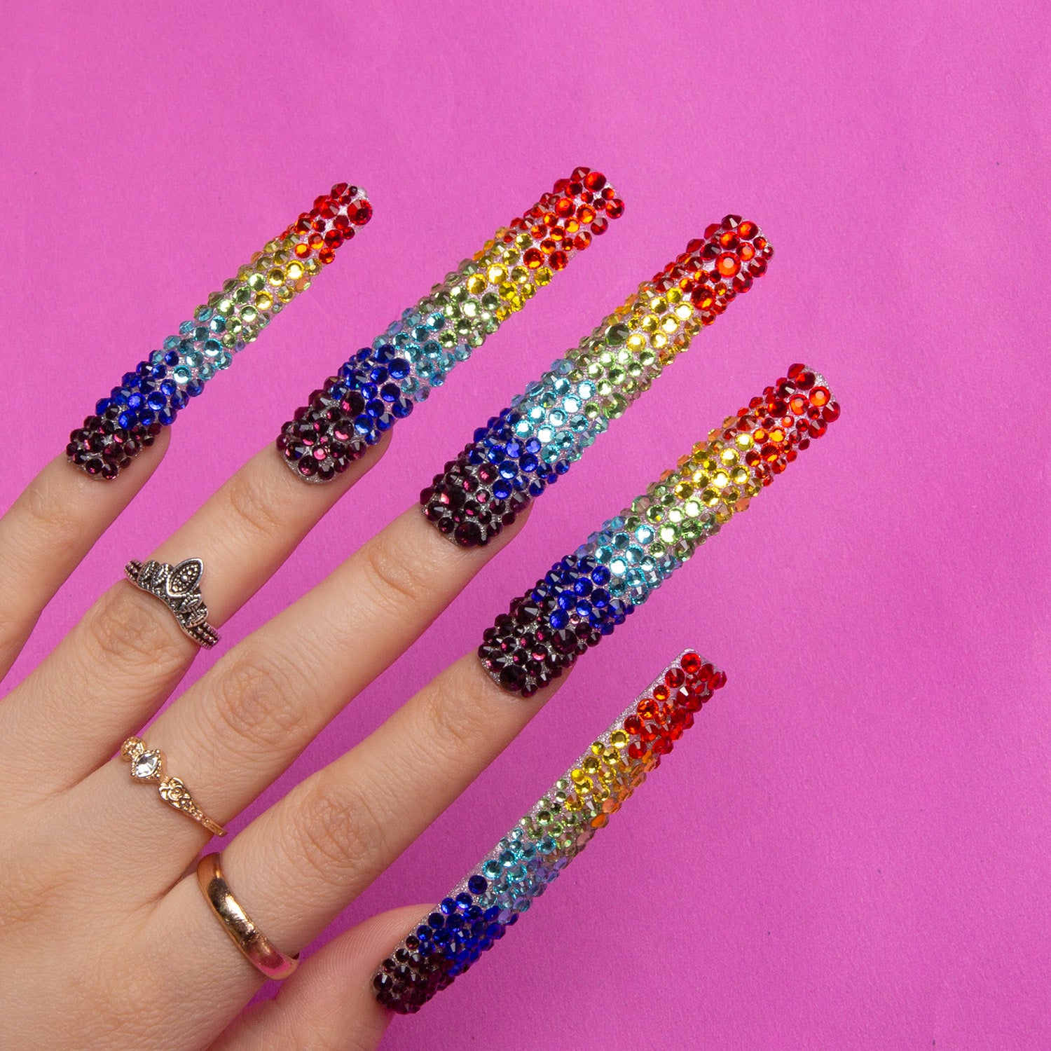 Rainbow Handmade Square nails H90