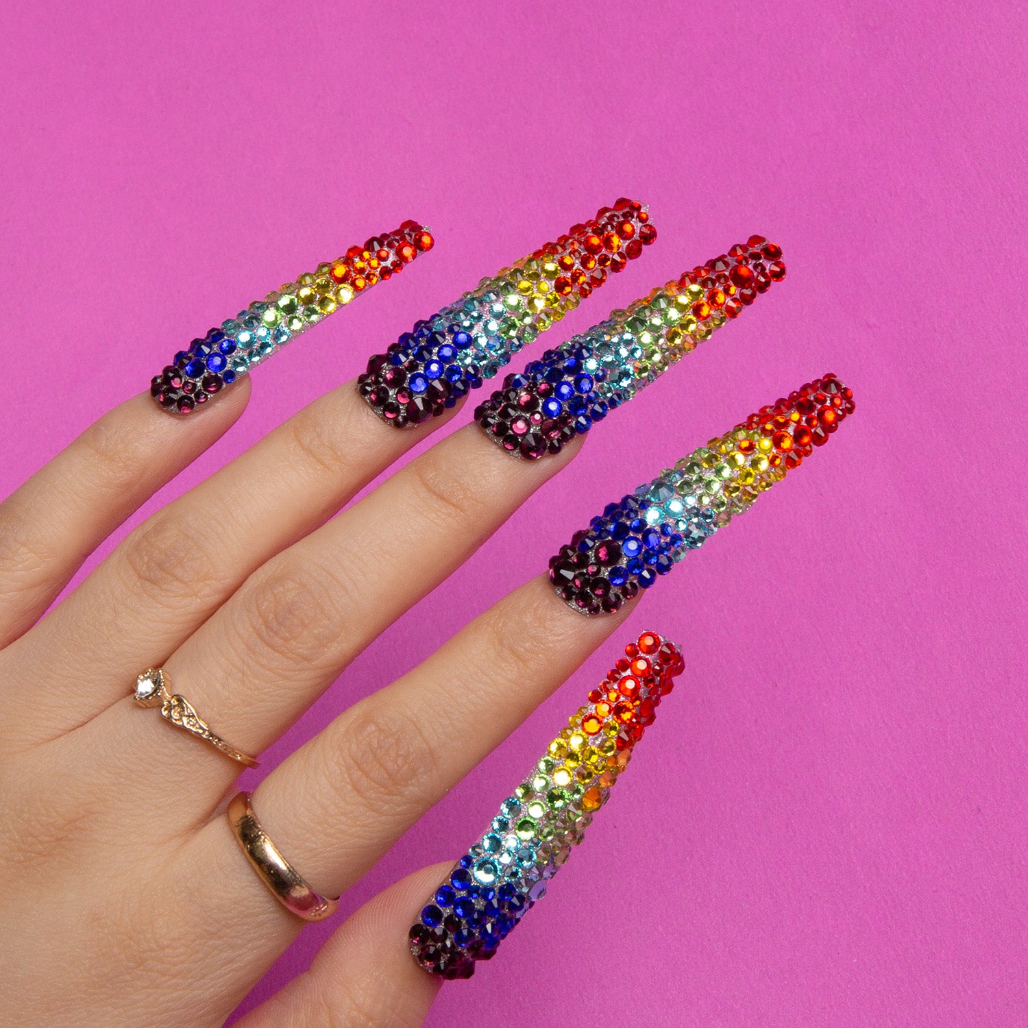 Rainbow Handmade Coffin Nails H90