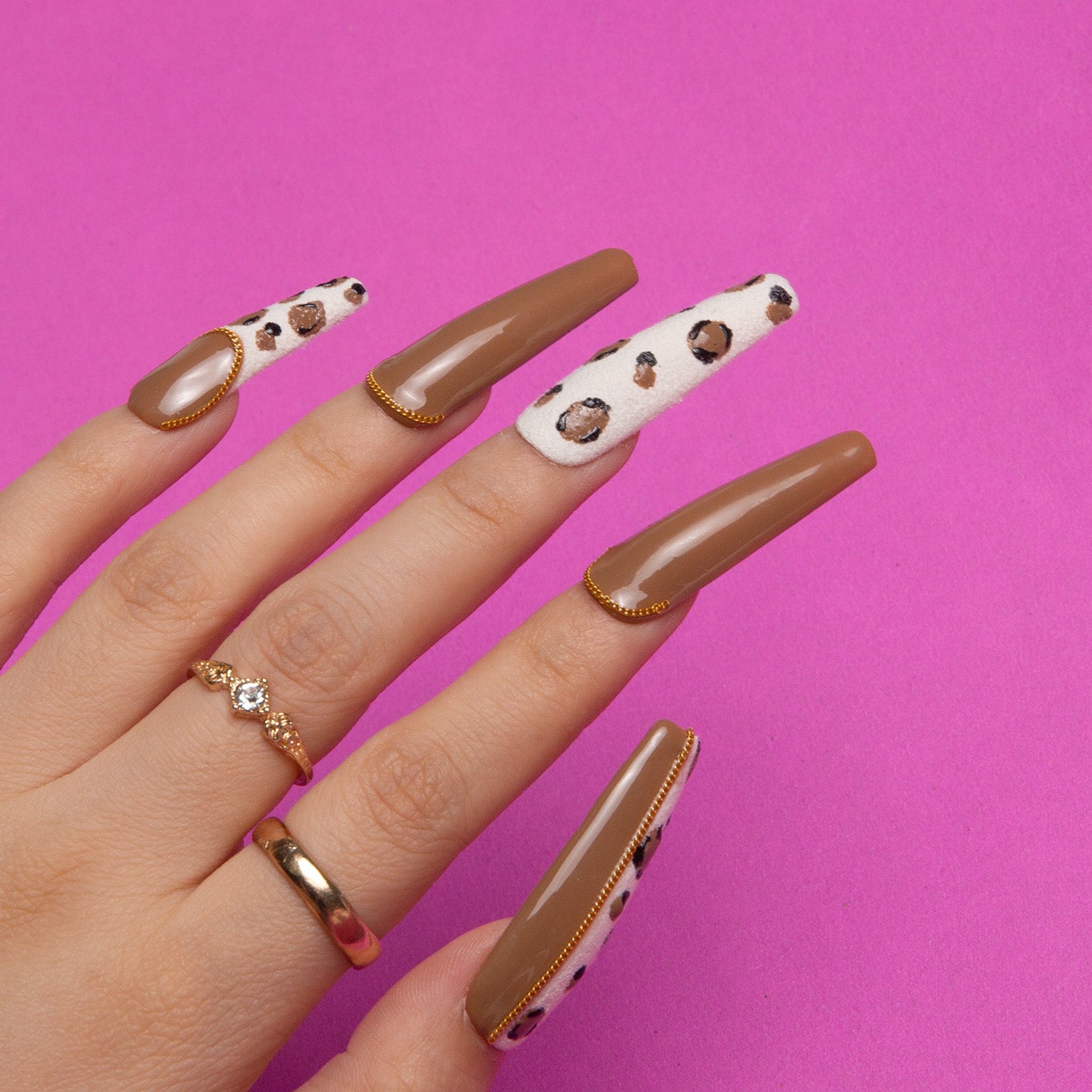 Mellow Mocha Handmade Coffin Nails H32