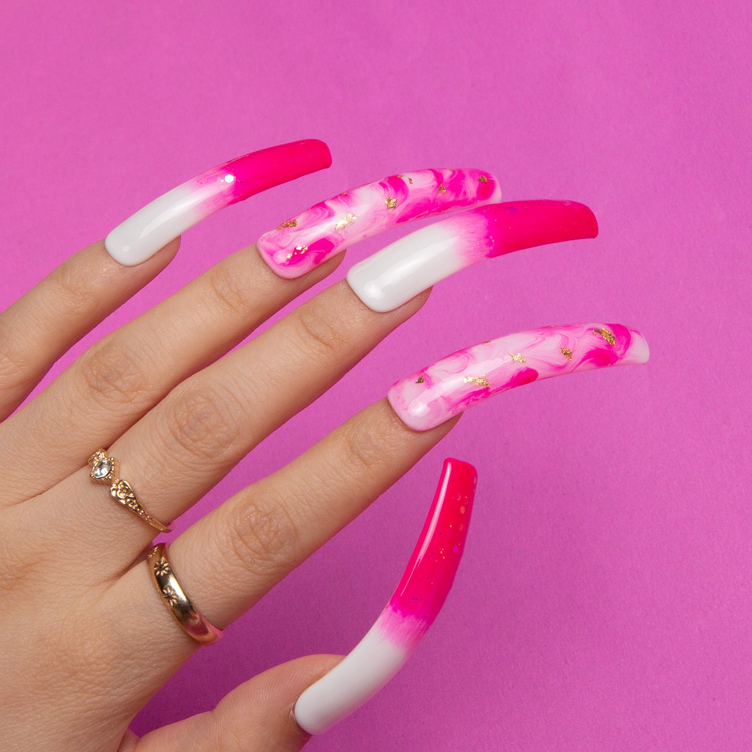 Light in Heart Handmade Curve Nails GLOW IN THE DARK H24