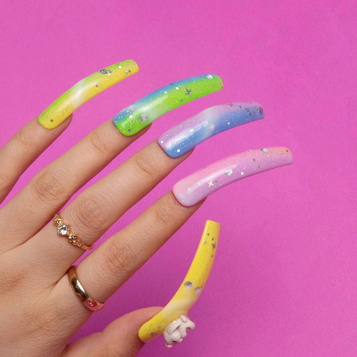 Thinking Above the Cloud Handmade Curve Nails H99