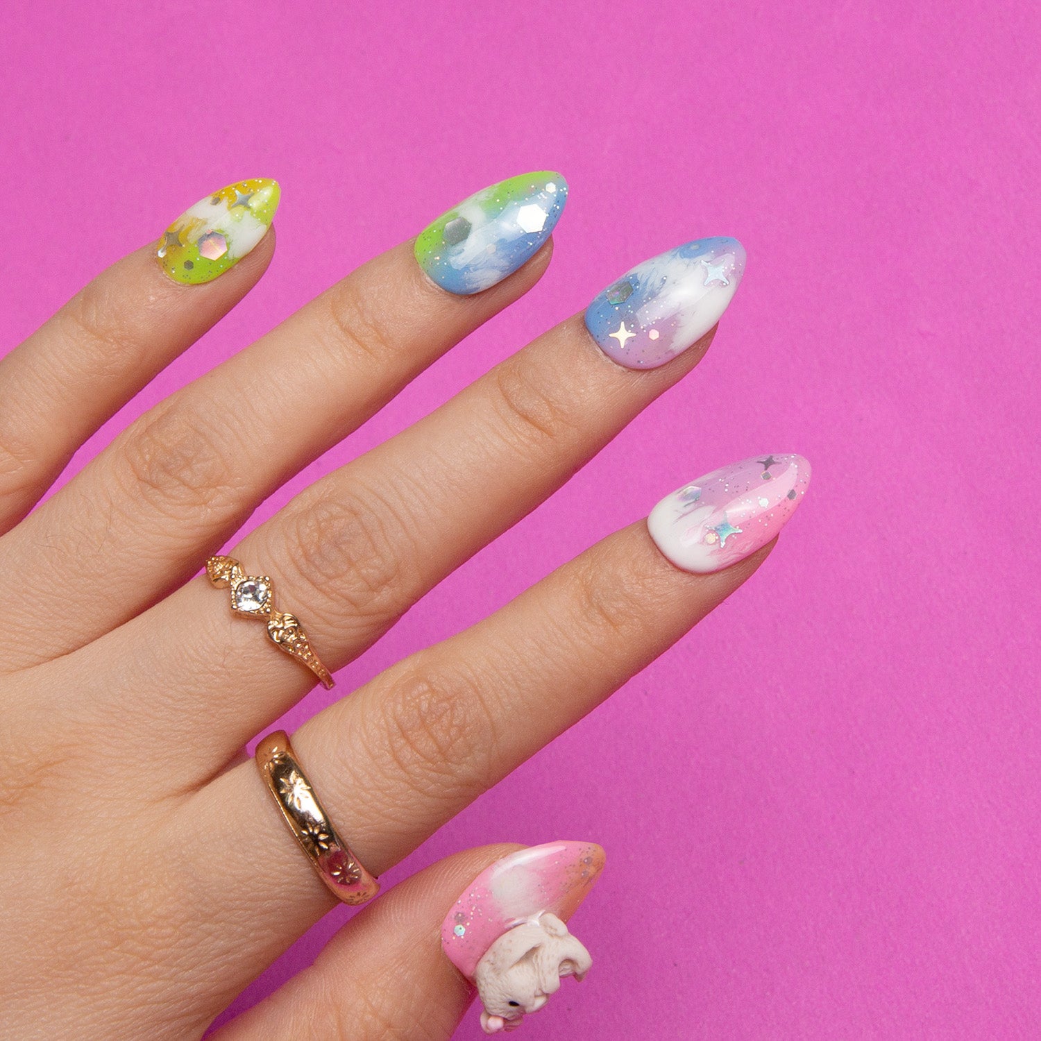 Thinking Above the Cloud Handmade Almond Nails H99