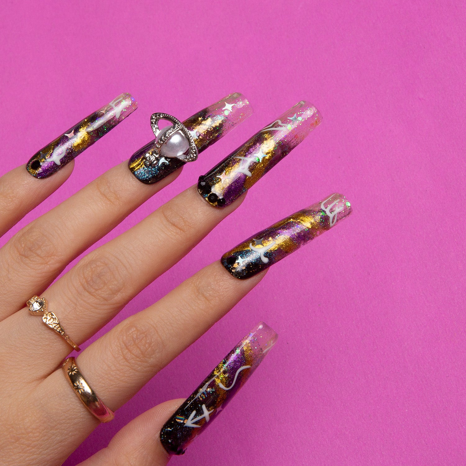 Astrology Handmade Square nails  H95