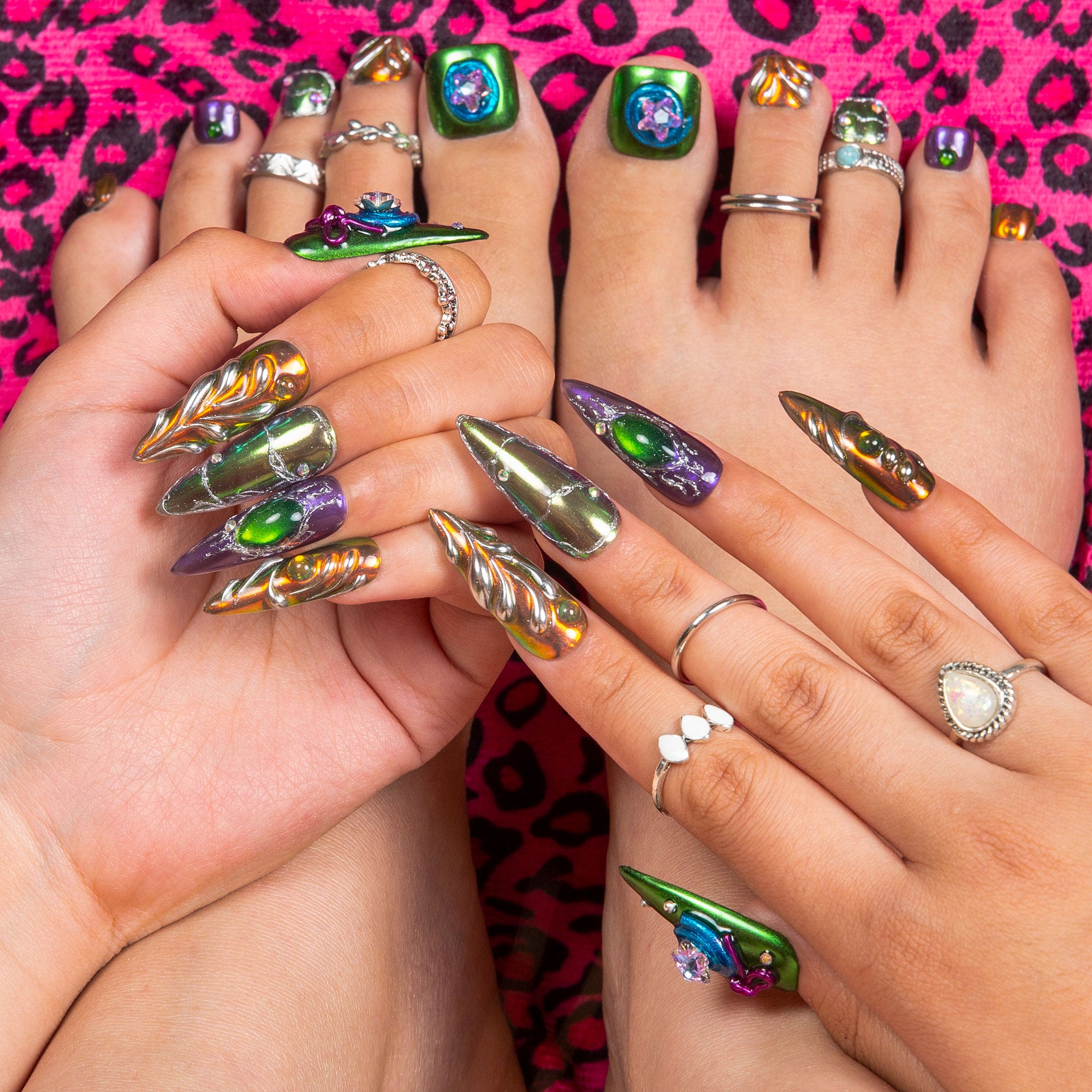 Chrome Couture Stellar Muse Combo Set Handmade Nails H463+T463