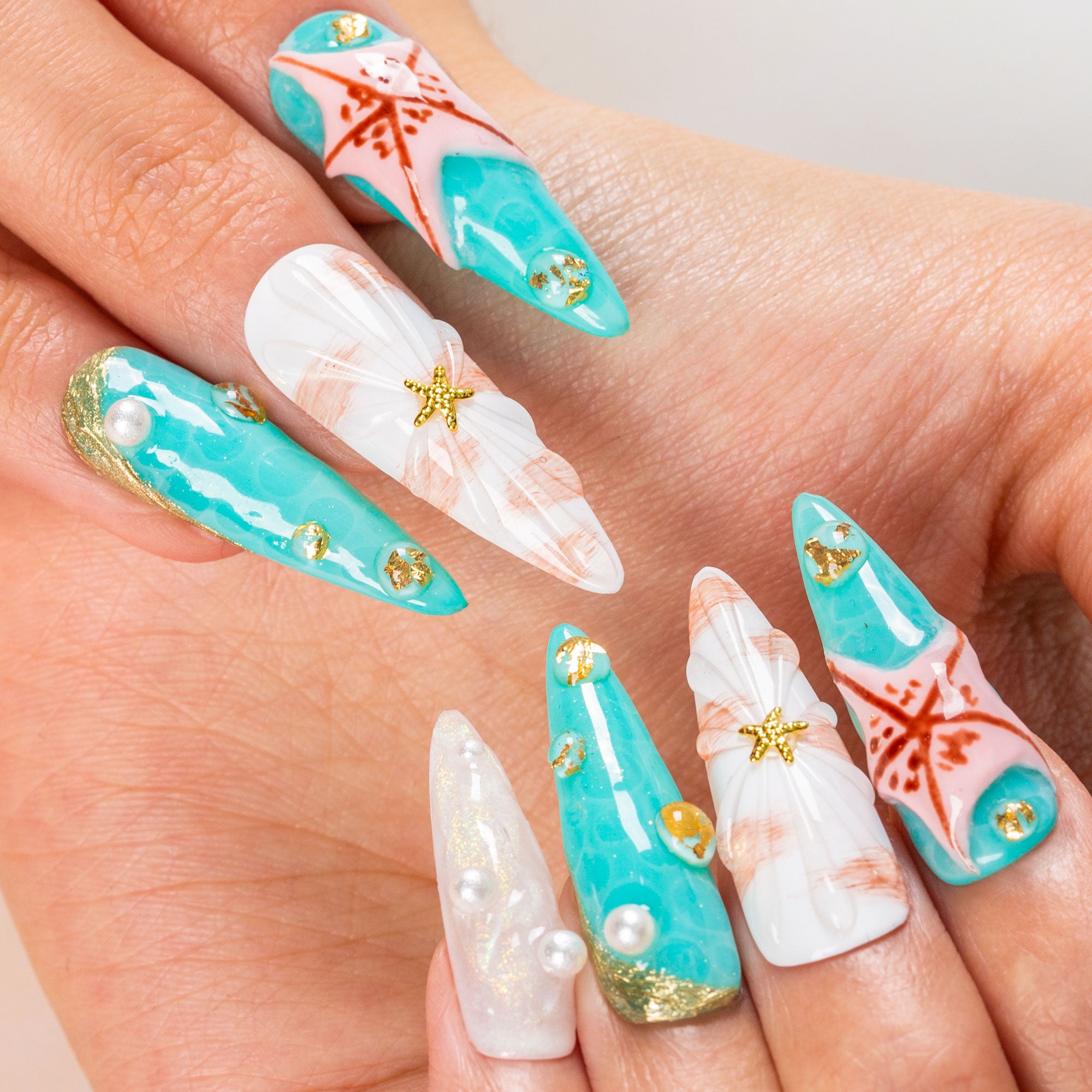 Starfish Dreams Handmade Nails H495 RTS