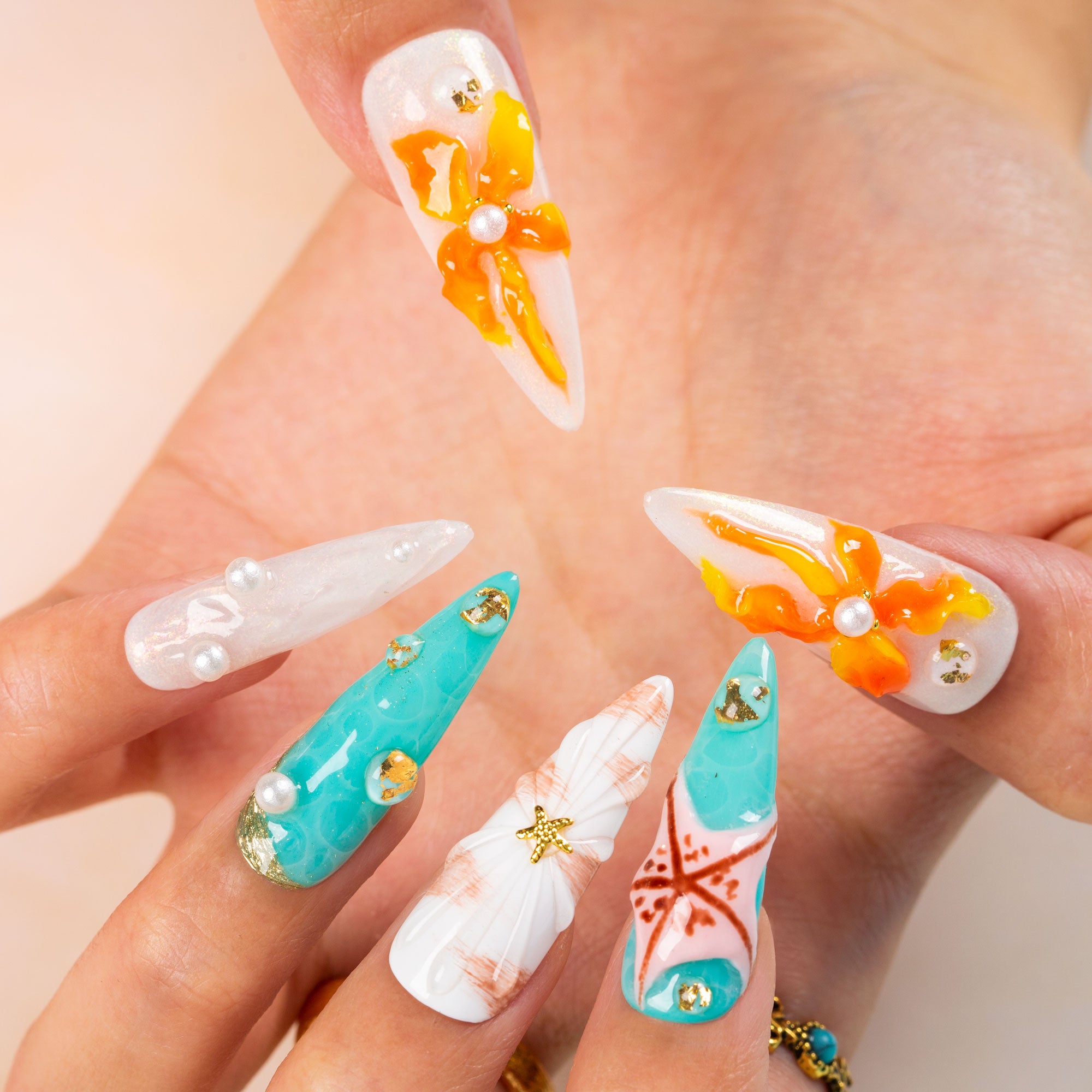 Starfish Dreams Handmade Nails H495 RTS