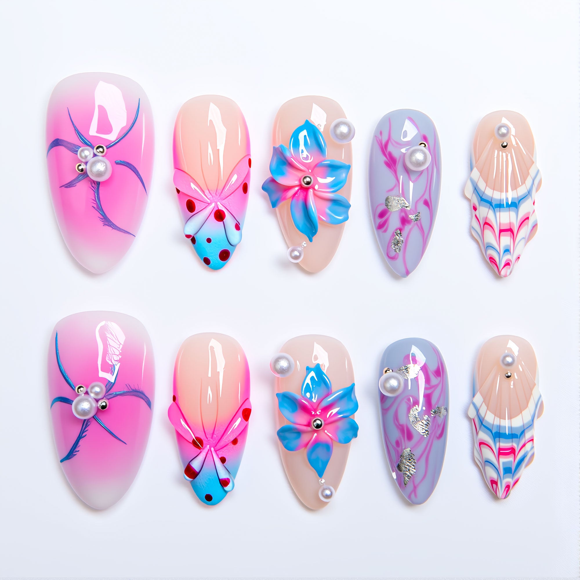 Mermaid’s Mood Handmade Press on Nails H549