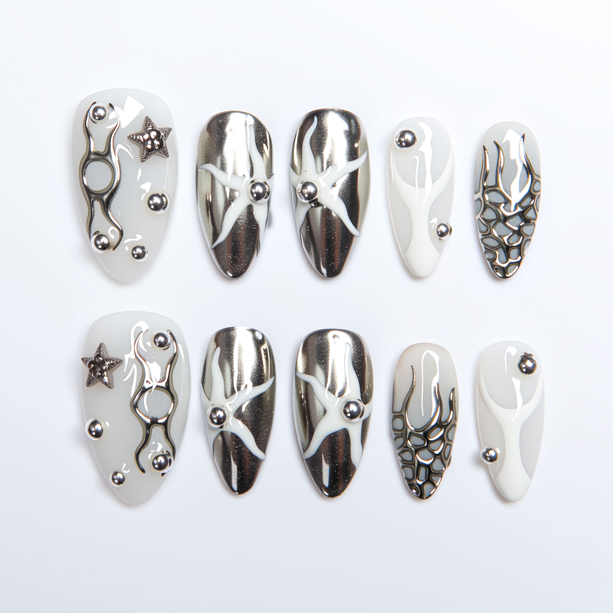 Frozen Star Handmade Press on Nails H318