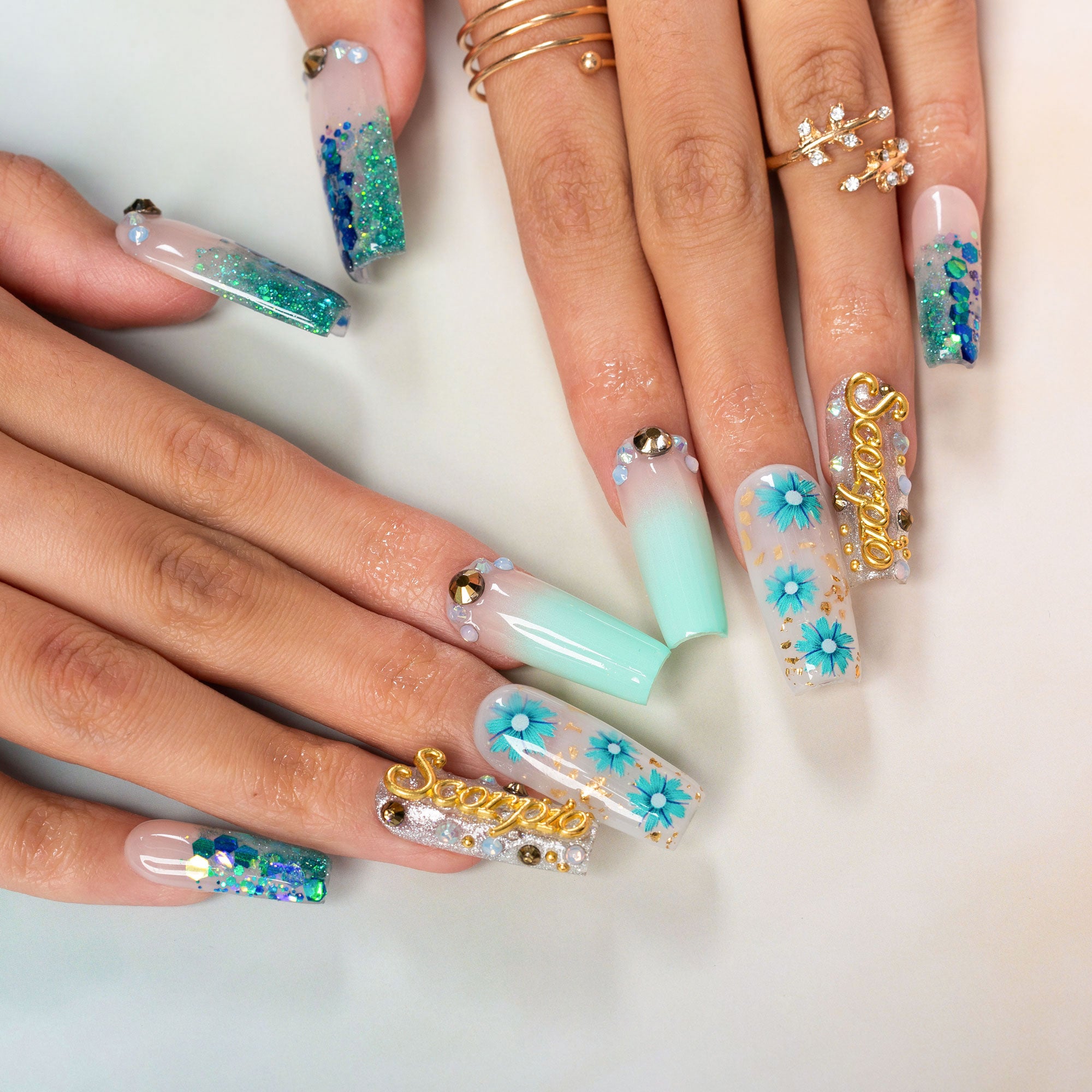 Ocean Scorpio Handmade Nails H511