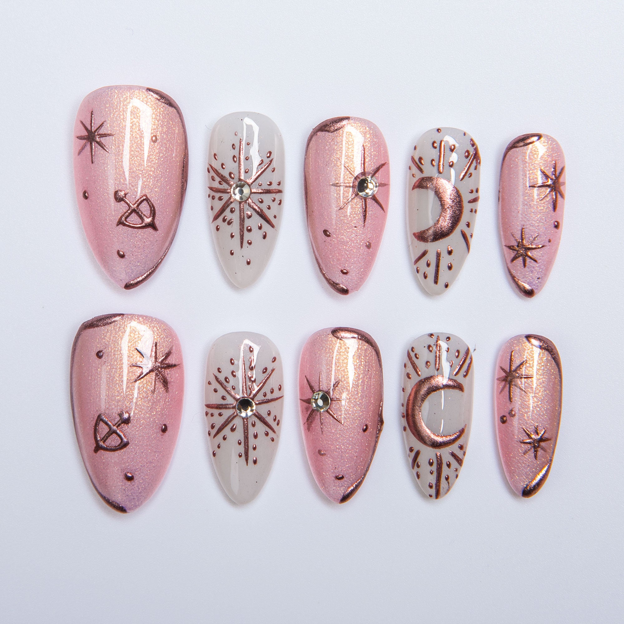 Gilded Sunset Handmade Press on Nails H298
