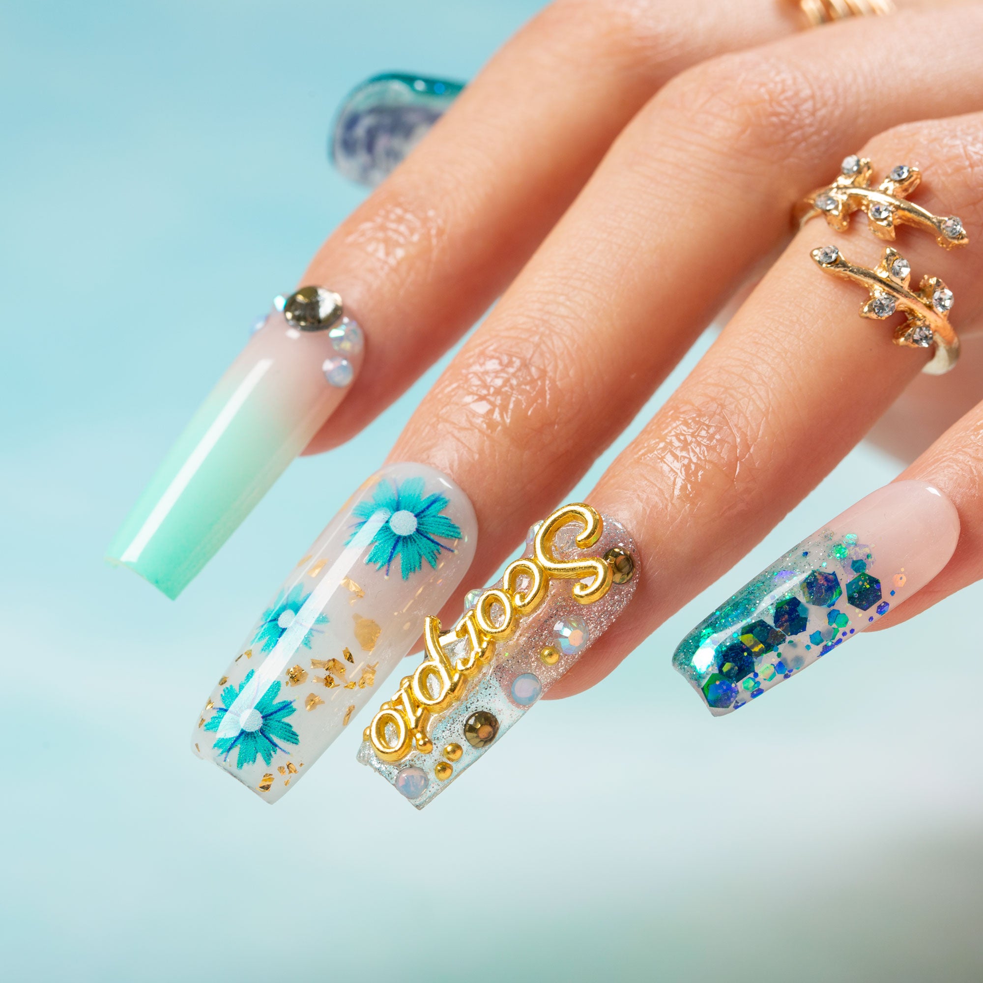 Ocean Scorpio Handmade Nails H511