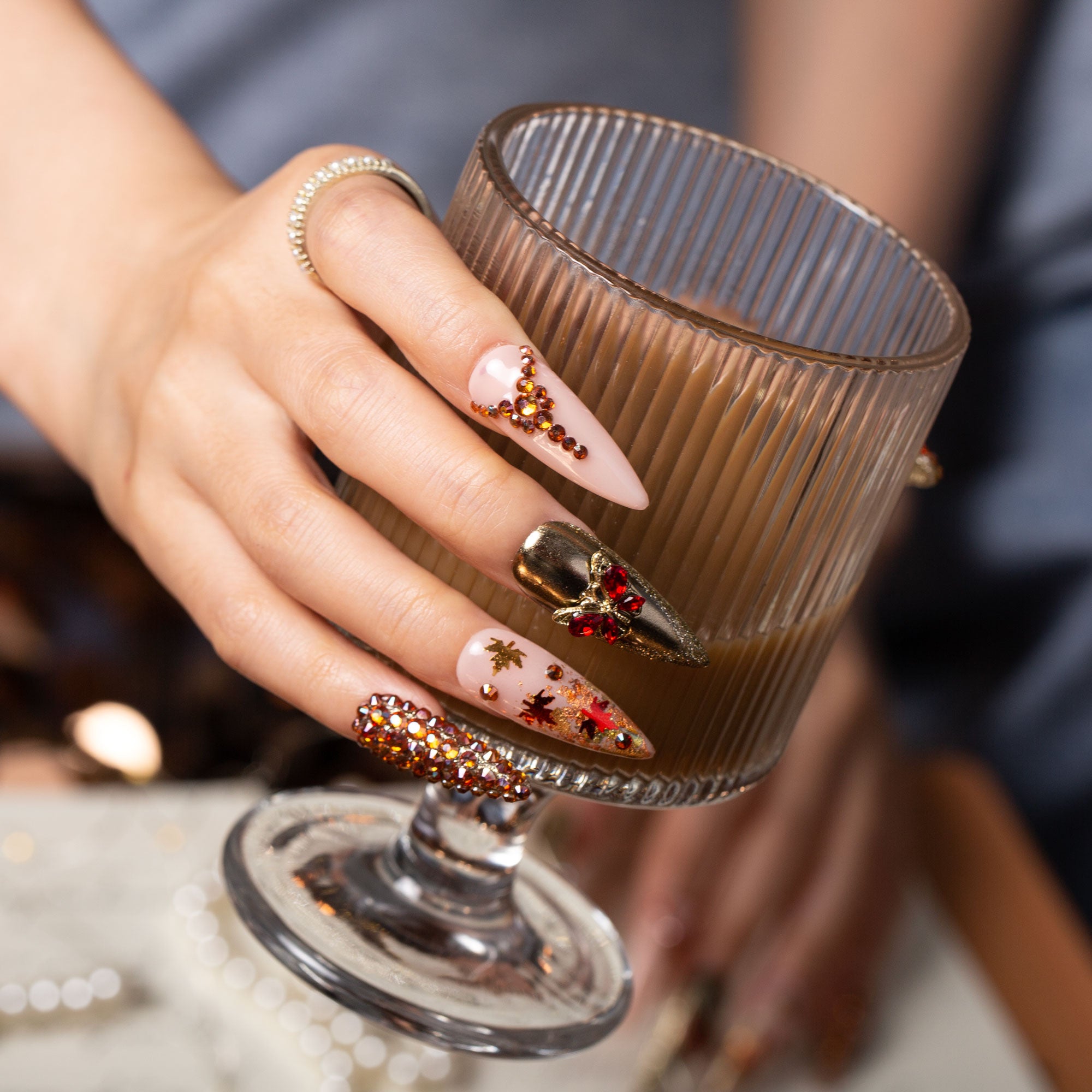 @Kymieann x Lovful Creator Collab Series Luxurious Exquisite Autumn Nails H342