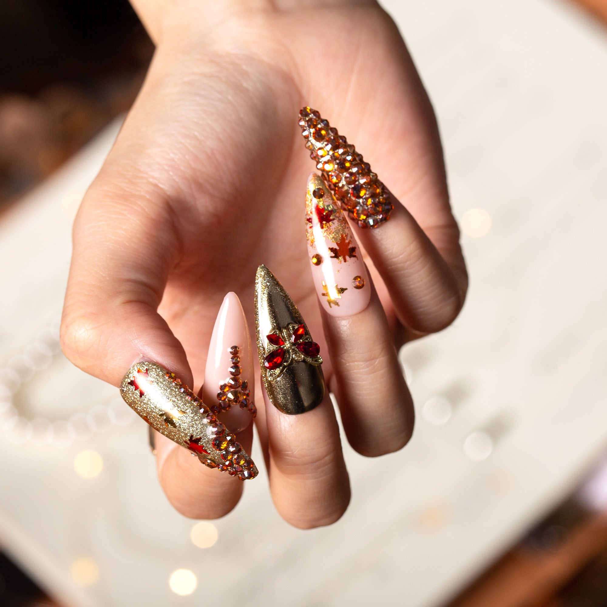 @Kymieann x Lovful Creator Collab Series Luxurious Exquisite Autumn Nails H342