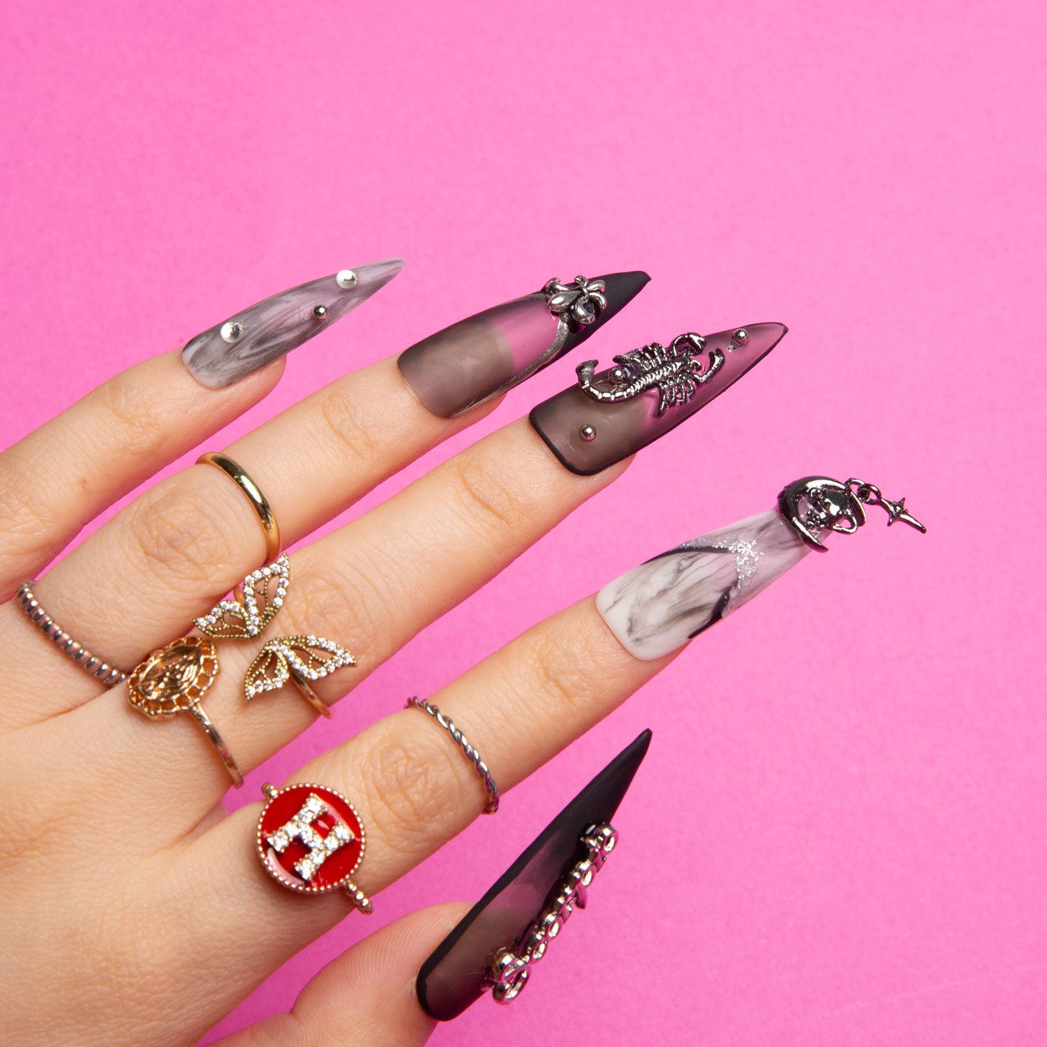 Scorpio Handmade Stiletto Nails H166