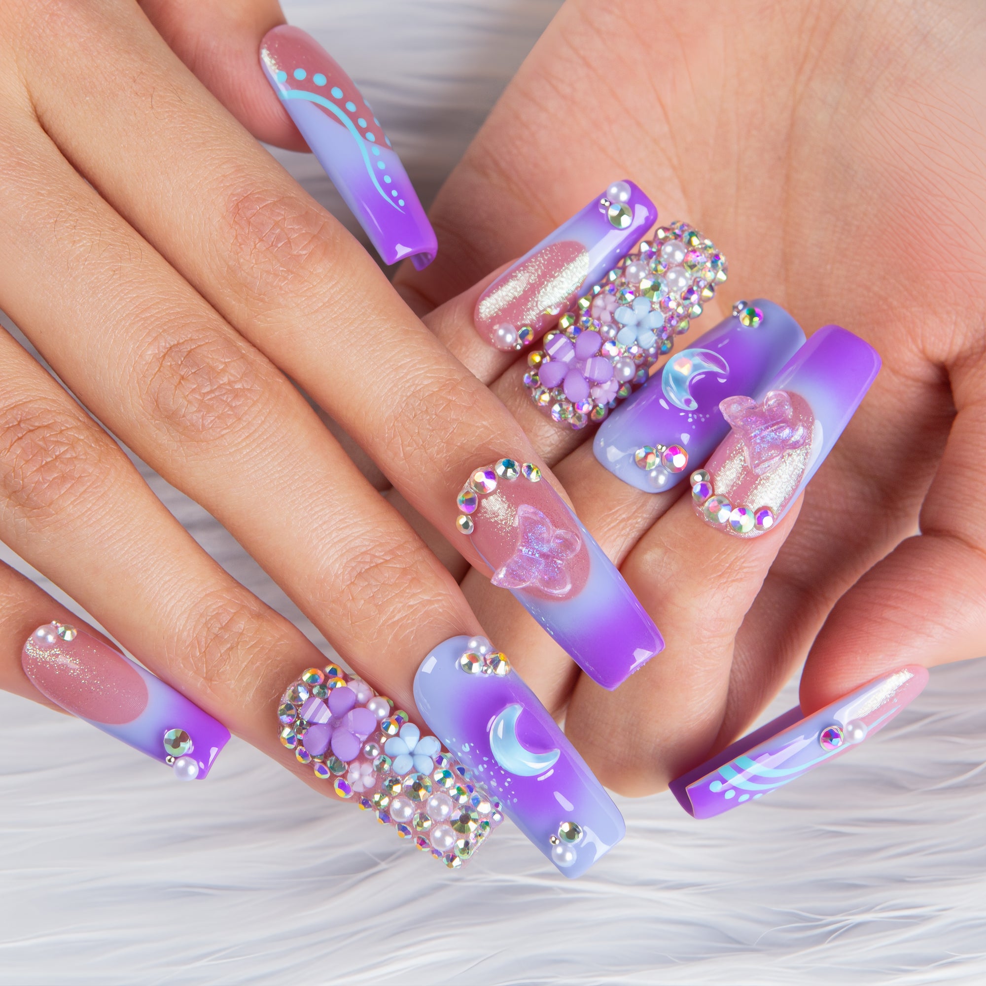 Lilac Stardust Handmade Nails H743