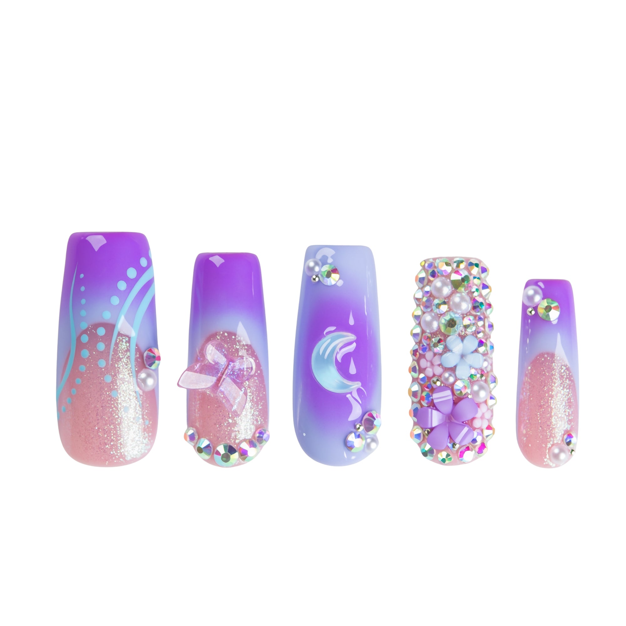Lilac Stardust Handmade Nails H743