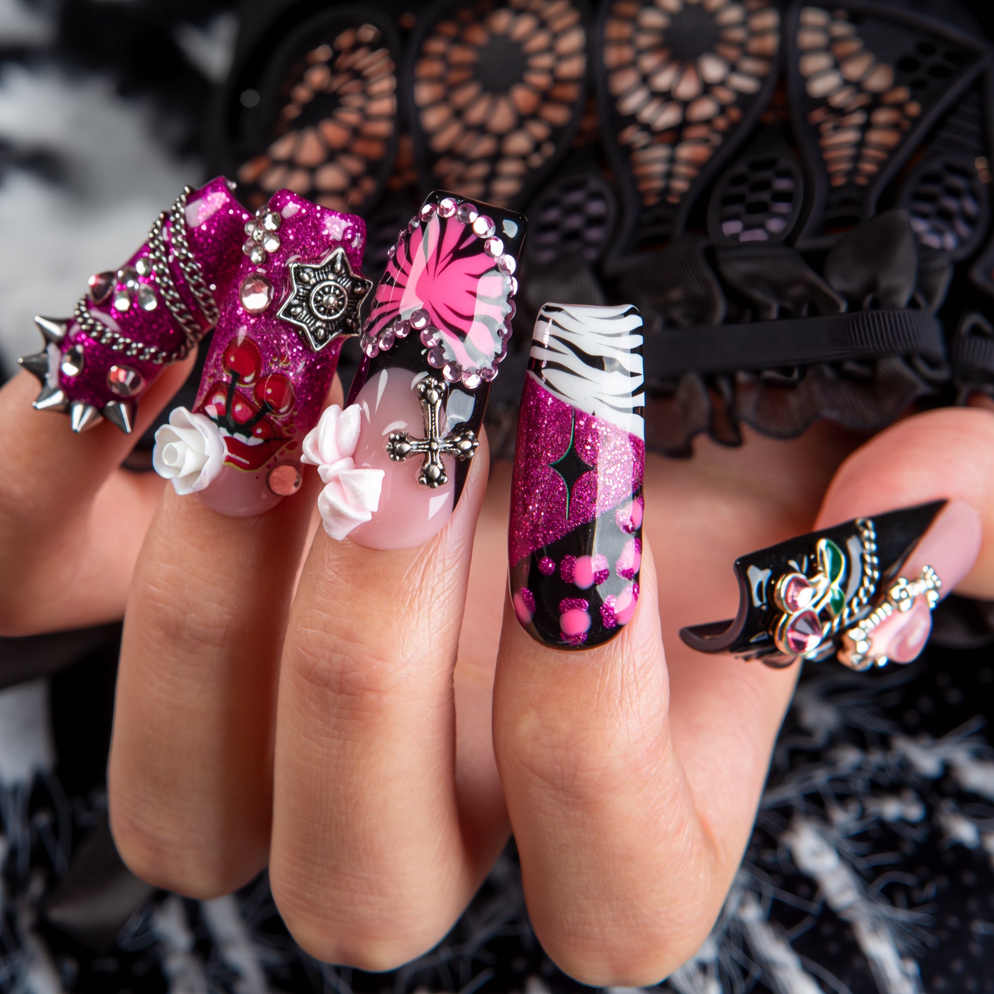 Rebel Barbie Handmade Nails H709