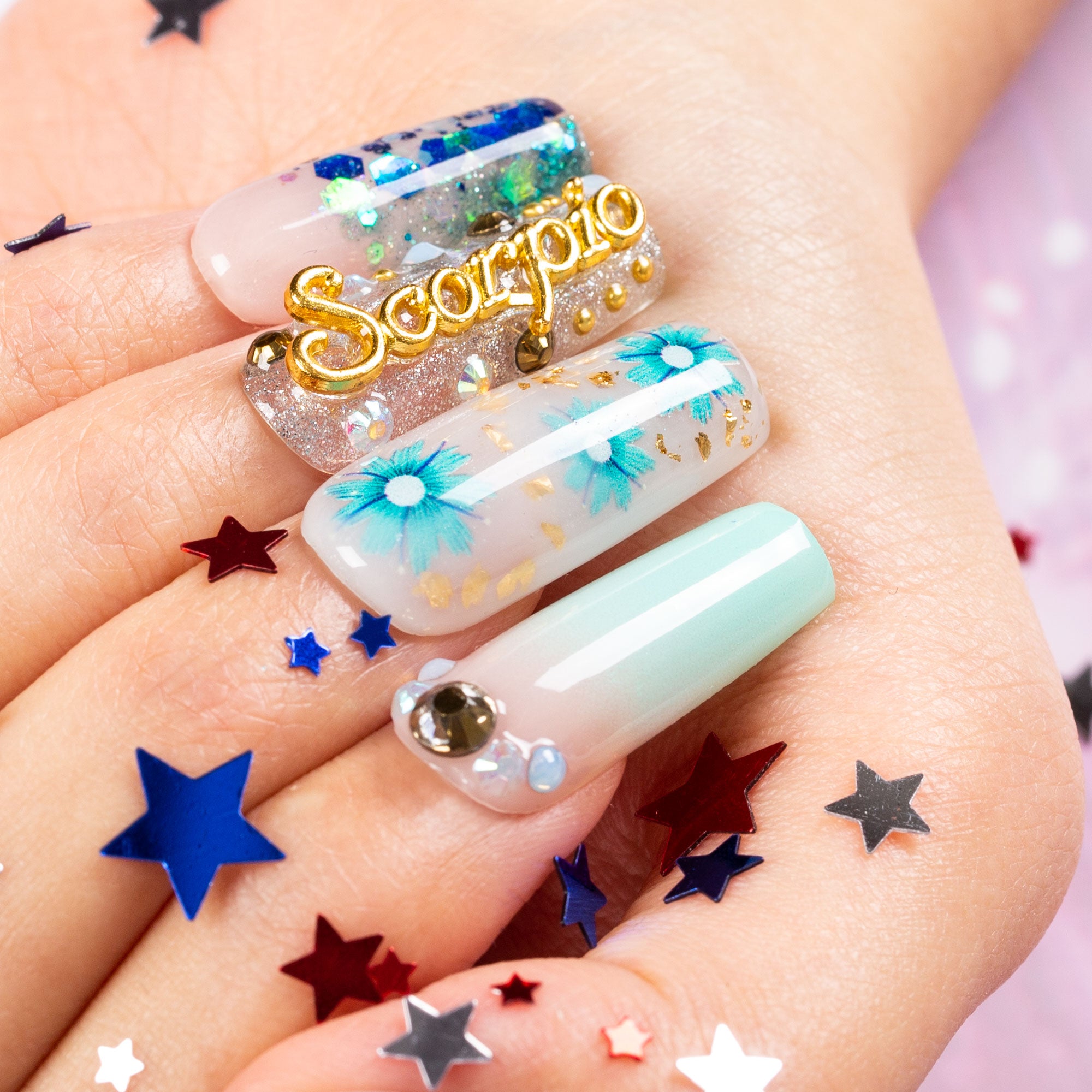 Ocean Scorpio Handmade Nails H511