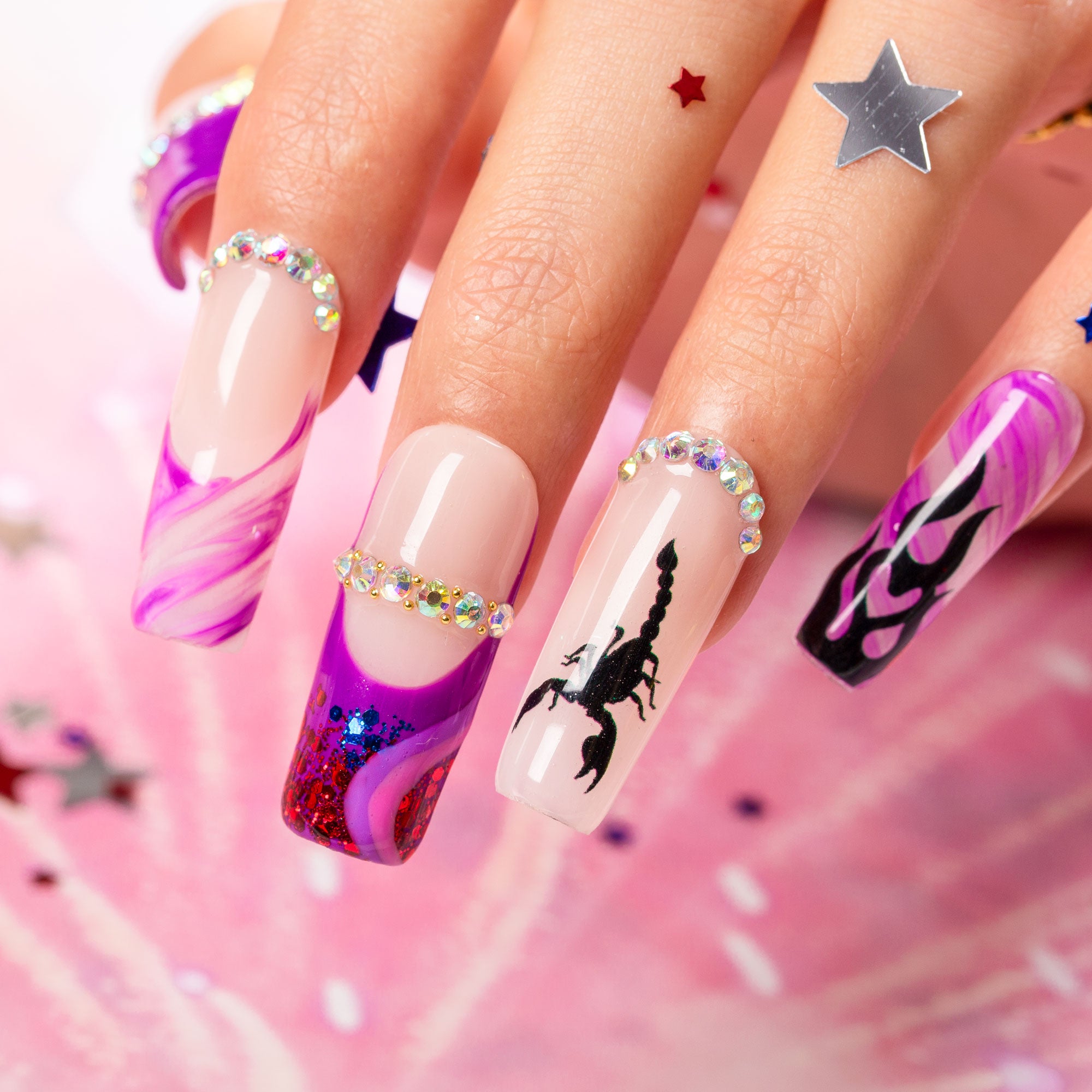 Scorpion Flame Handmade Nails H512