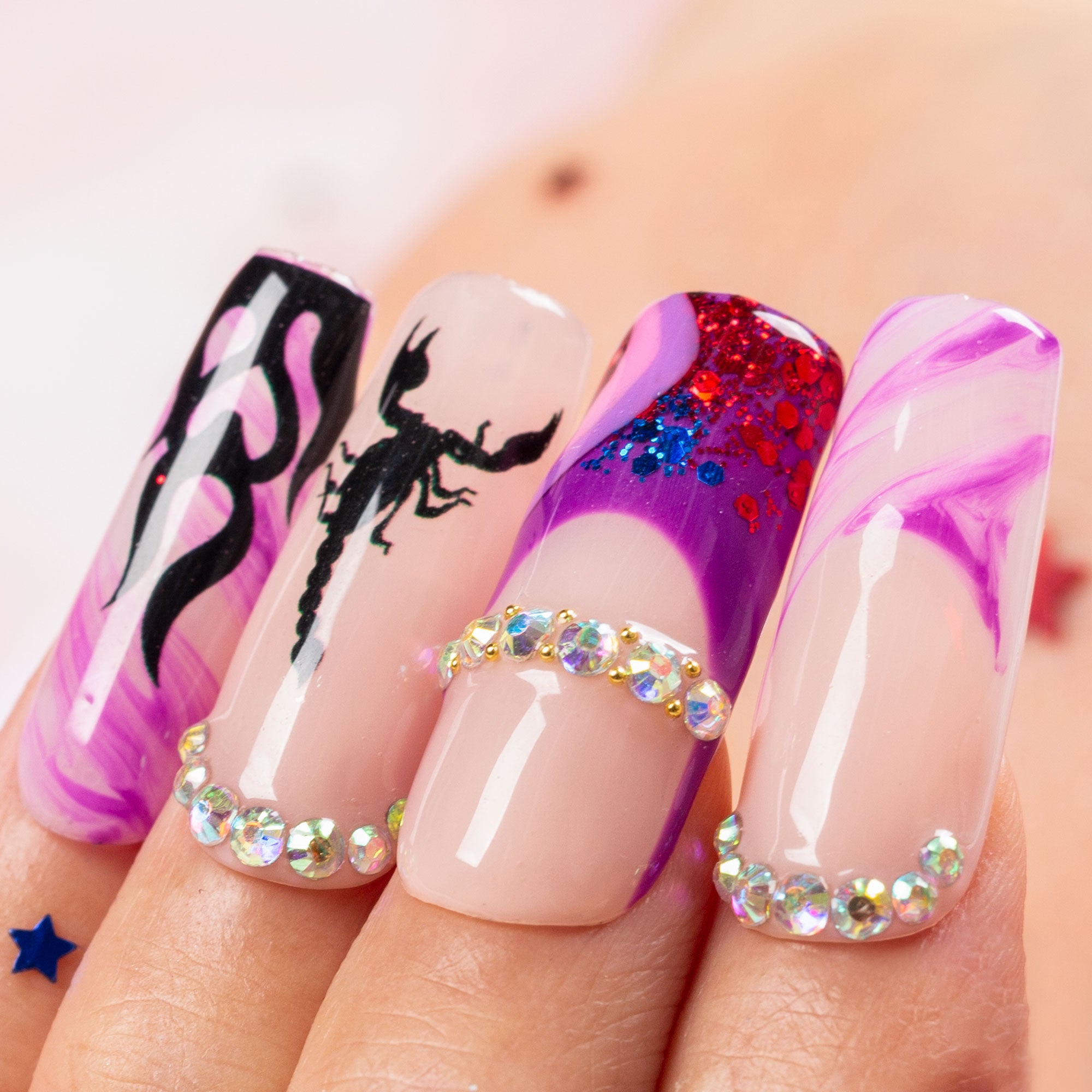 Scorpion Flame Handmade Nails H512