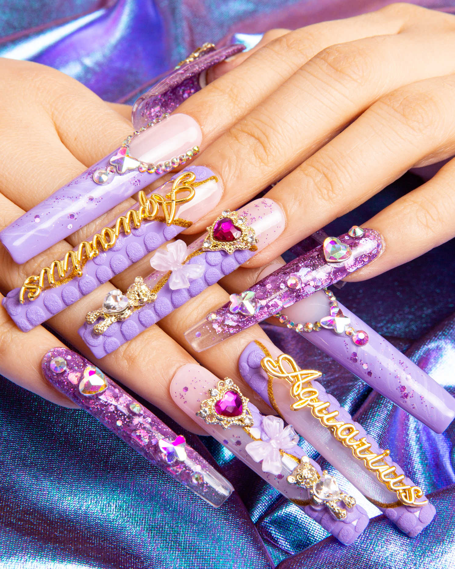 Aquarius zodiac sign press on nails